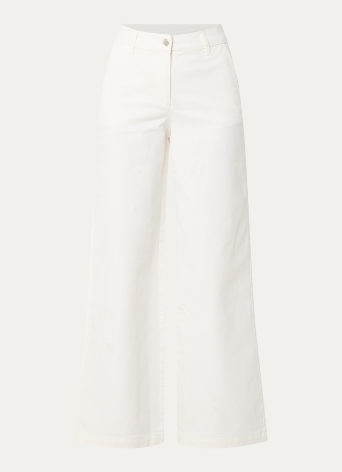 Beaumont Rose high waist wide fit broek van  katoen - voorkant gebroken wit