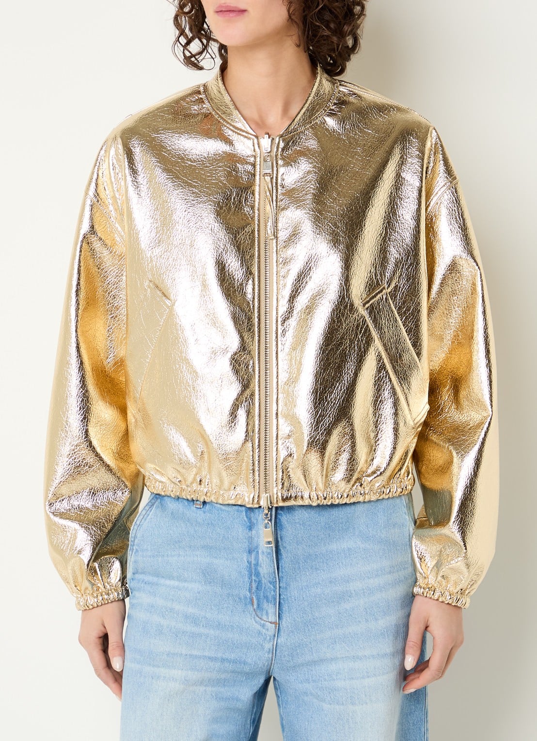 Beaumont Sammy reversible bomerjack met metallic finish - detail goud