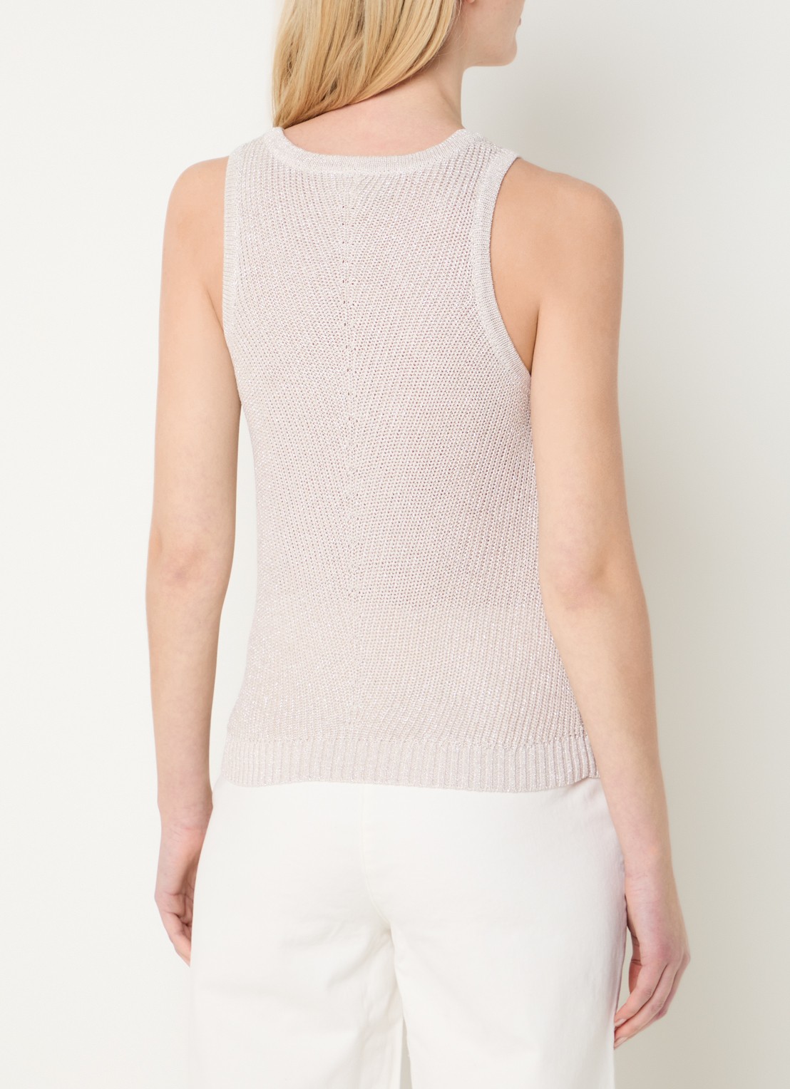 Beaumont Sharon grofgebreide tanktop met lurex - achterkant 4 beige