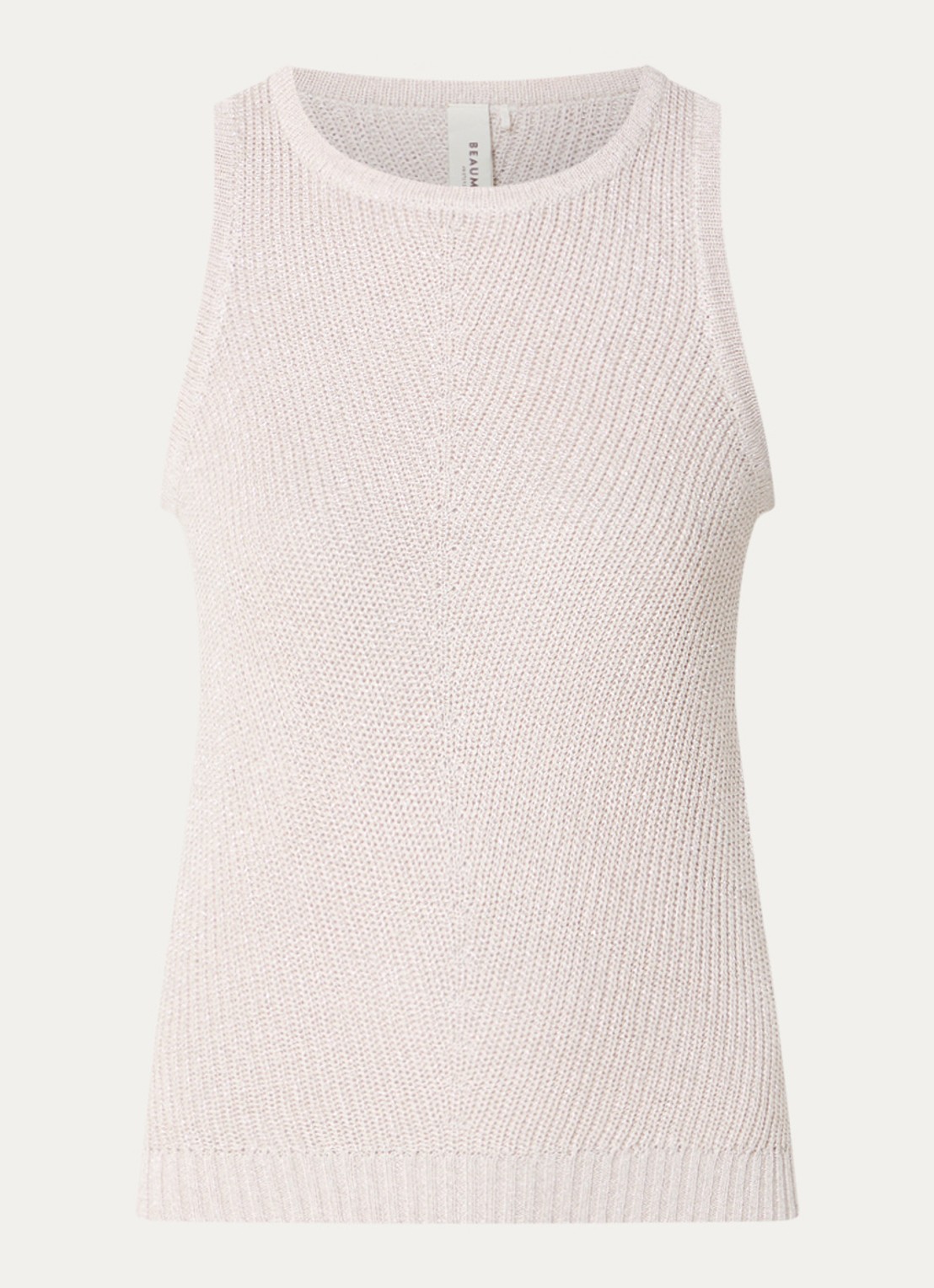 Beaumont Sharon grofgebreide tanktop met lurex - voorkant 2 beige