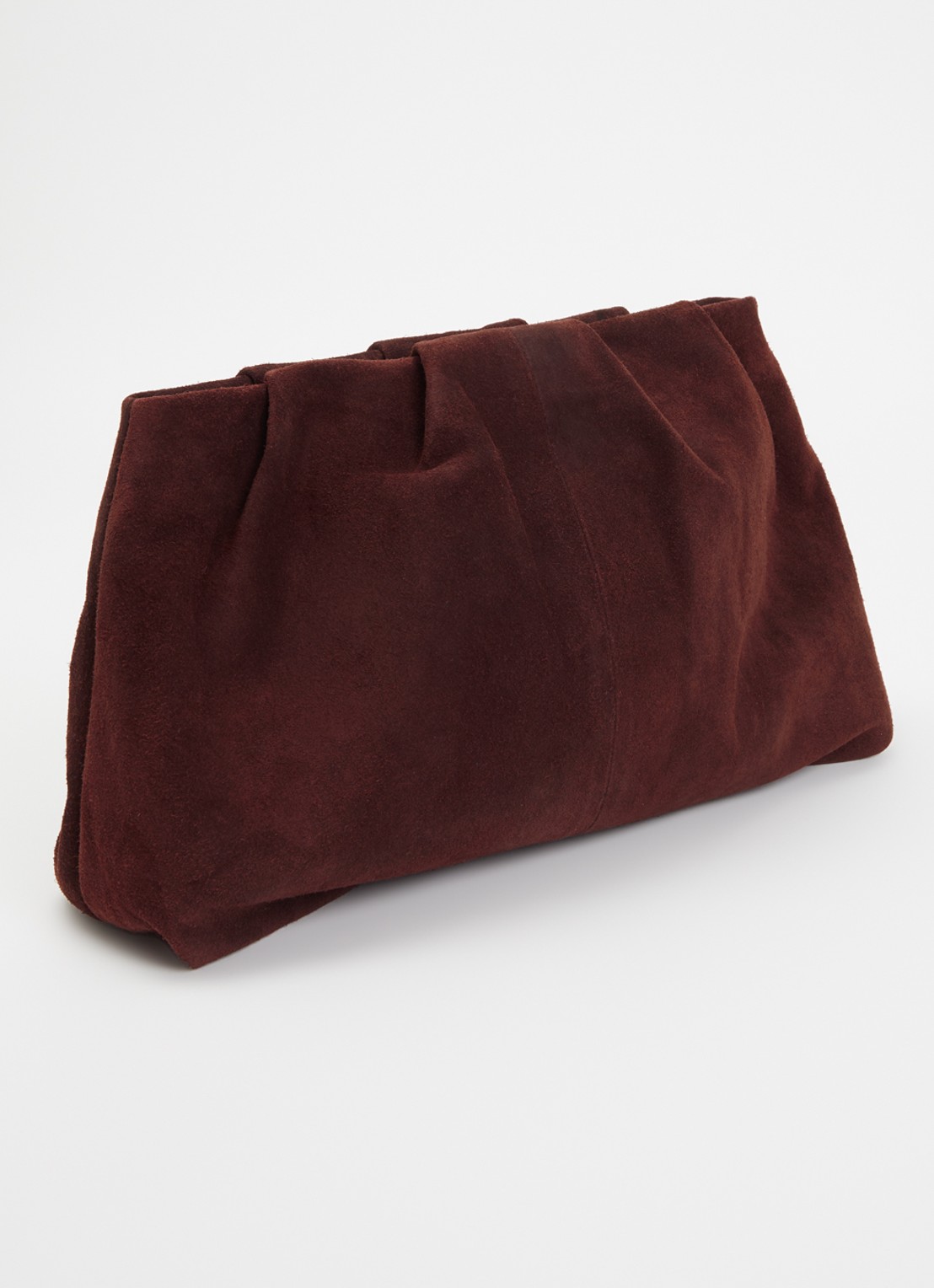 Becksöndergaard Clutch van suède met plooidetail - achterkant 4 bordeauxrood