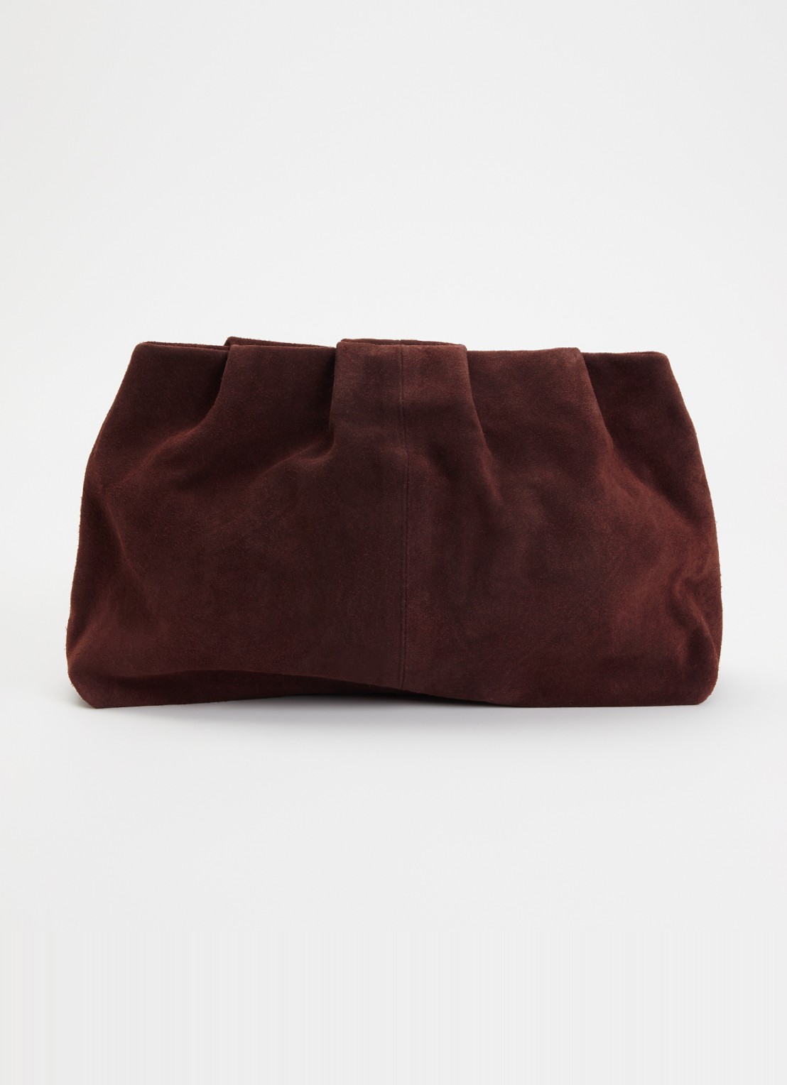 Becksöndergaard Clutch van suède met plooidetail - voorkant 5 bordeauxrood