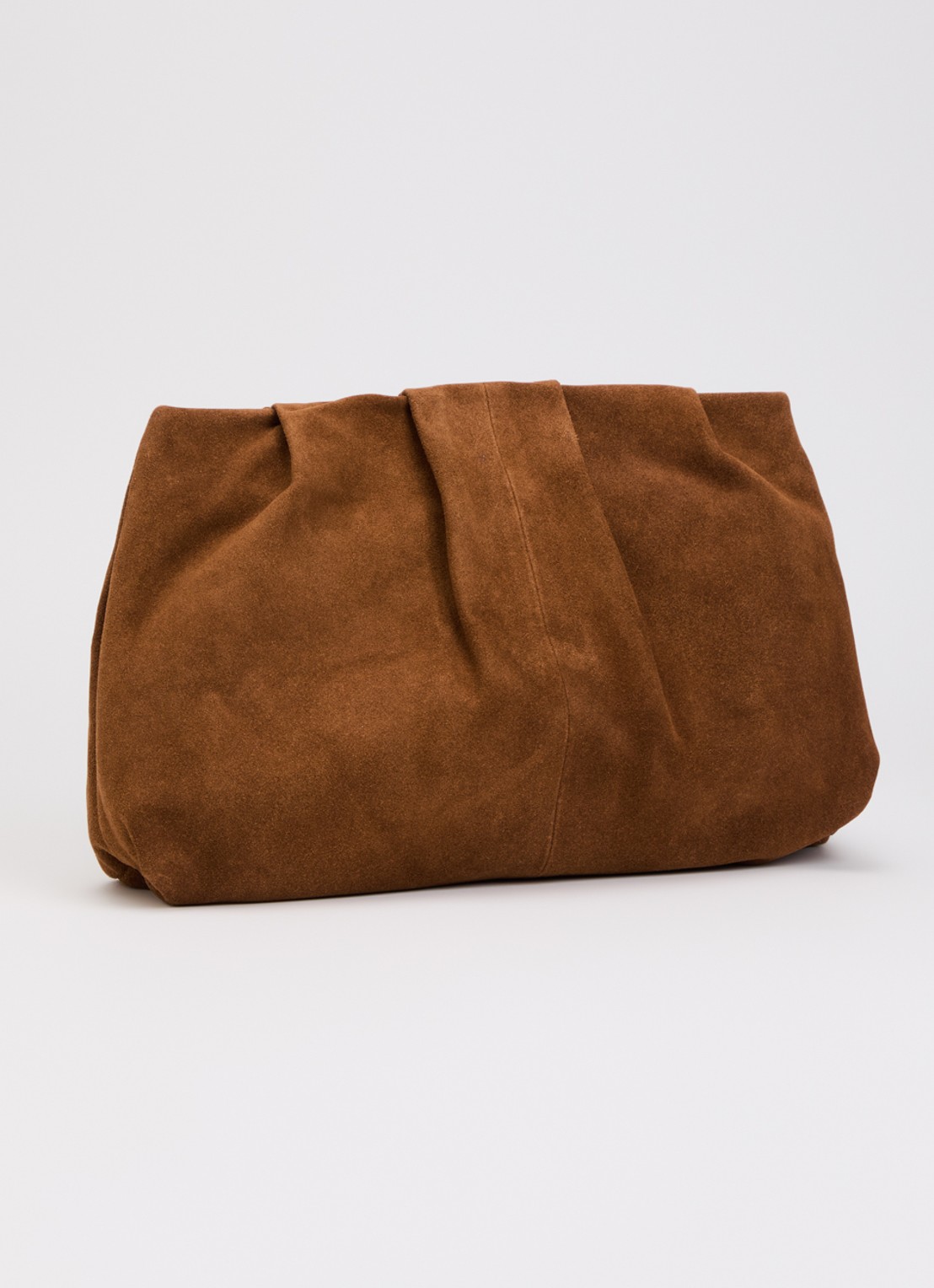 Becksöndergaard Clutch van suède met plooidetail - achterkant 5 roestbruin