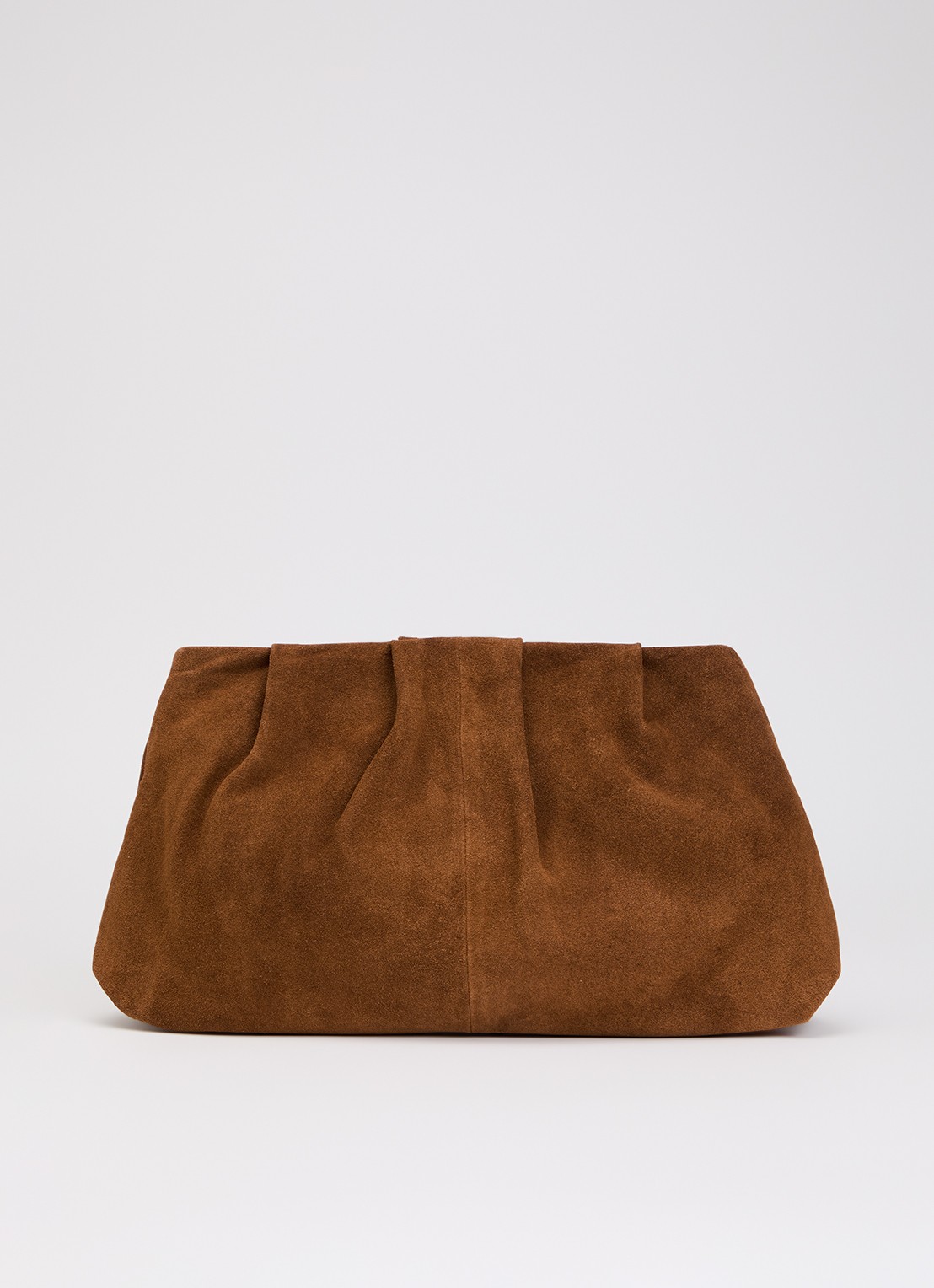 Becksöndergaard Clutch van suède met plooidetail - voorkant 4 roestbruin