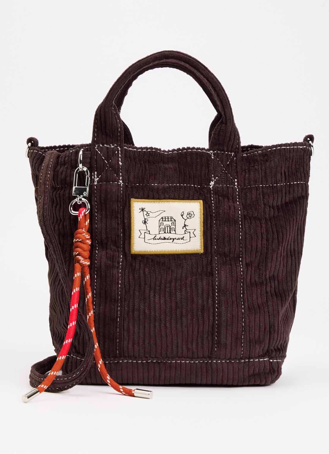 Becksöndergaard Corduroy Gene handtas met afneembare schouderriem - voorkant aubergine