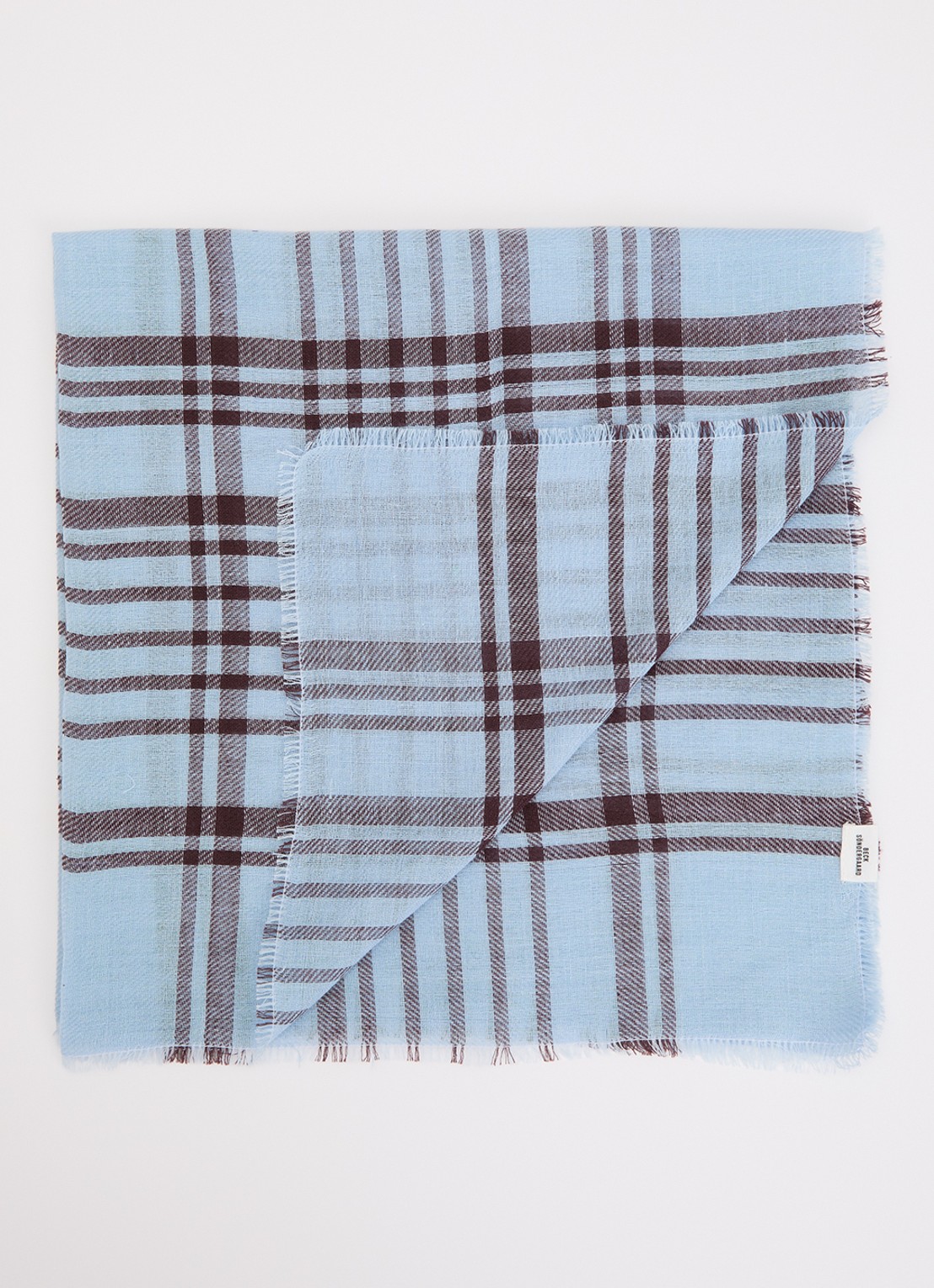 Becksöndergaard Cowea sjaal met ruitdessin 55 x 55 cm - voorkant 3 blauw