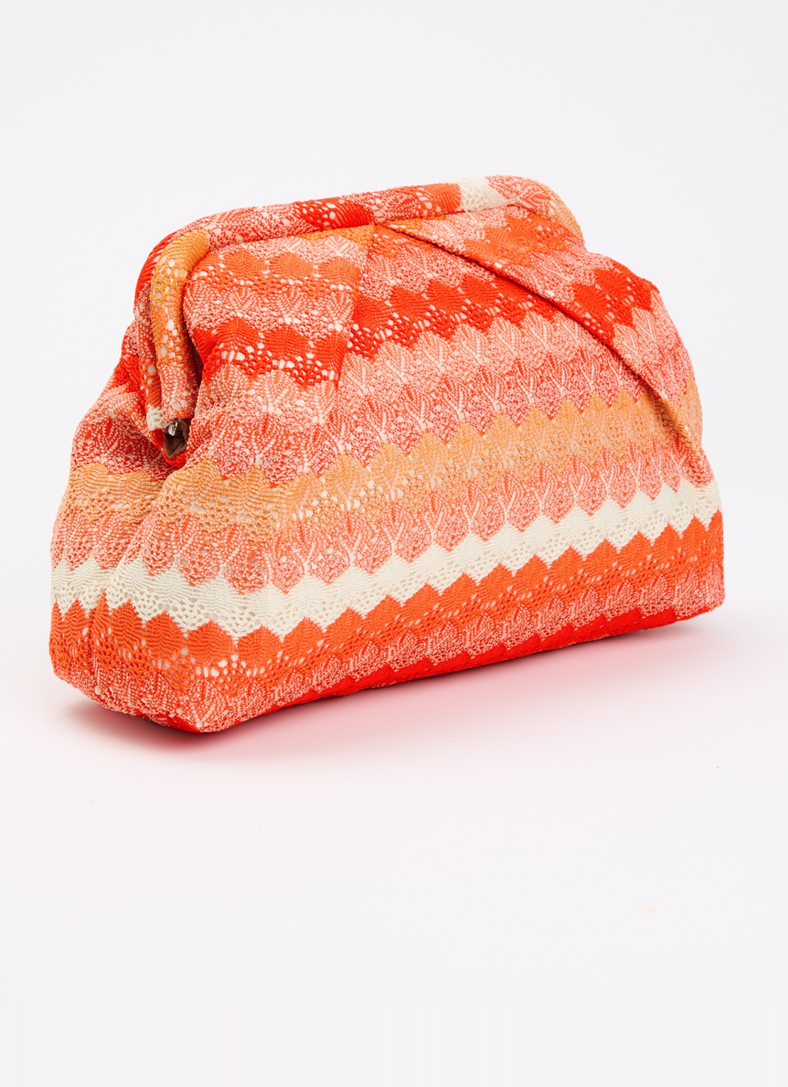 Becksöndergaard Pala Bonita clutch met streepprint - achterkant 5 oranjerood