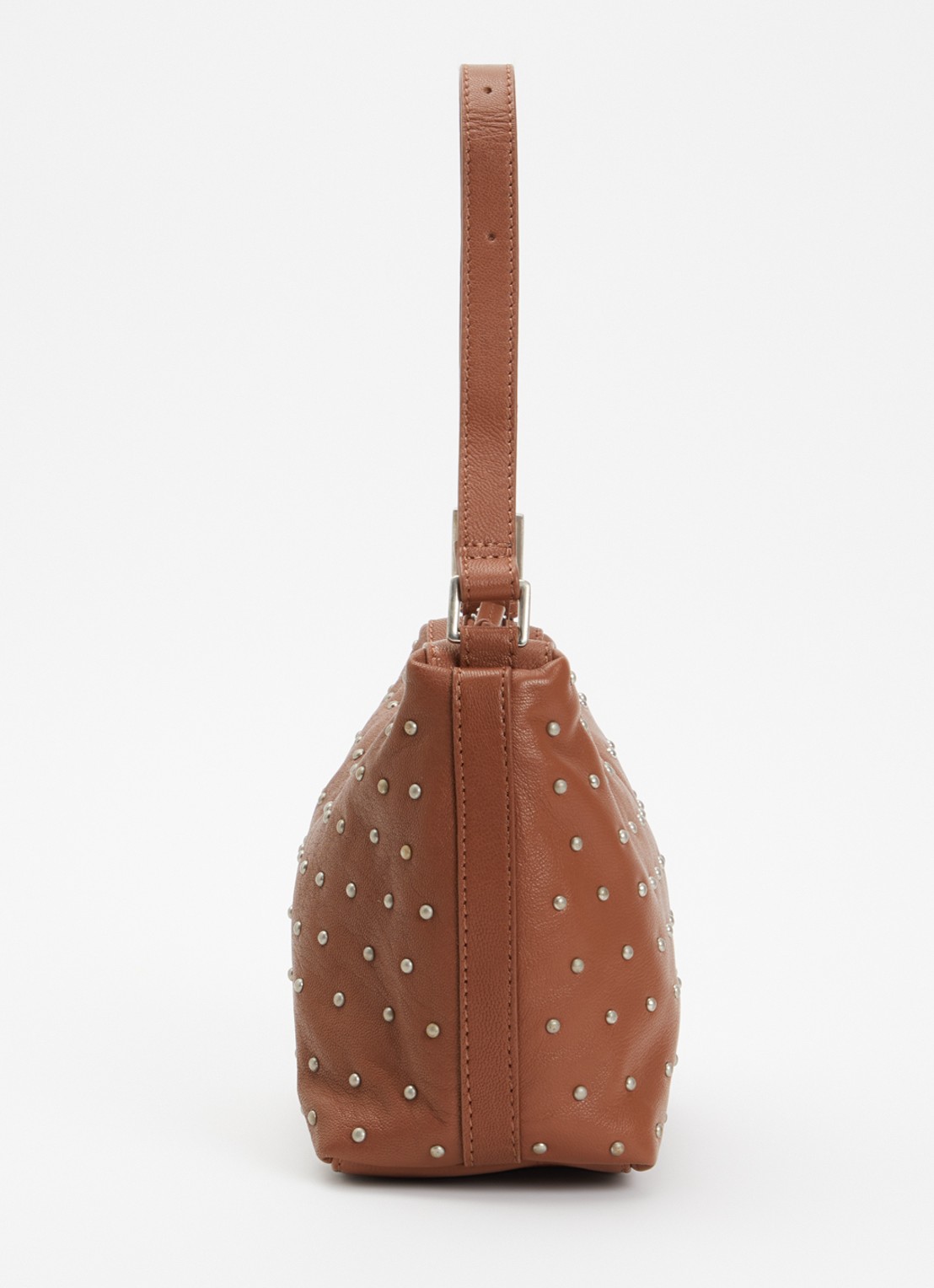 Becksöndergaard Schoudertas van leer met studs en afneembare schouderriem - detail 4 cognac