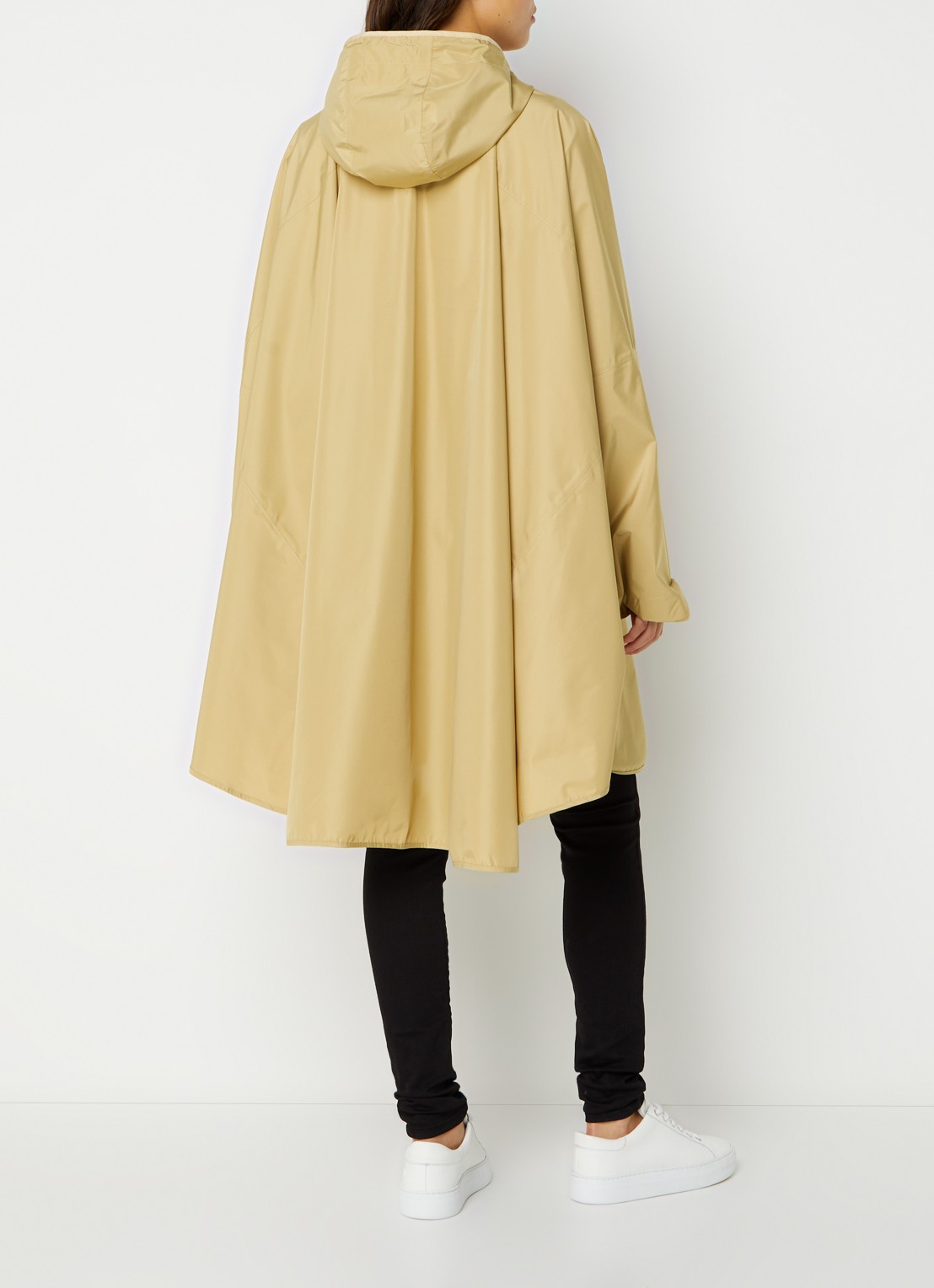 Becksöndergaard Solid oversized poncho met capuchon en ritszak - achterkant 4 khaki