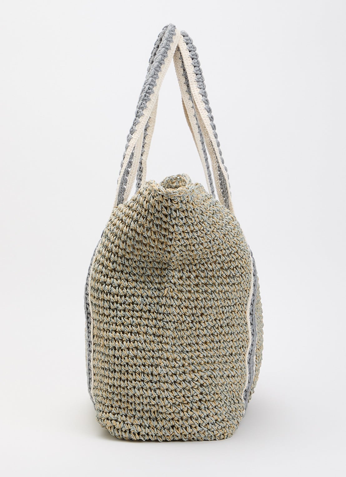 Becksöndergaard Strawchet Pheobe strandtas van raffia - detail 3 blauwgrijs