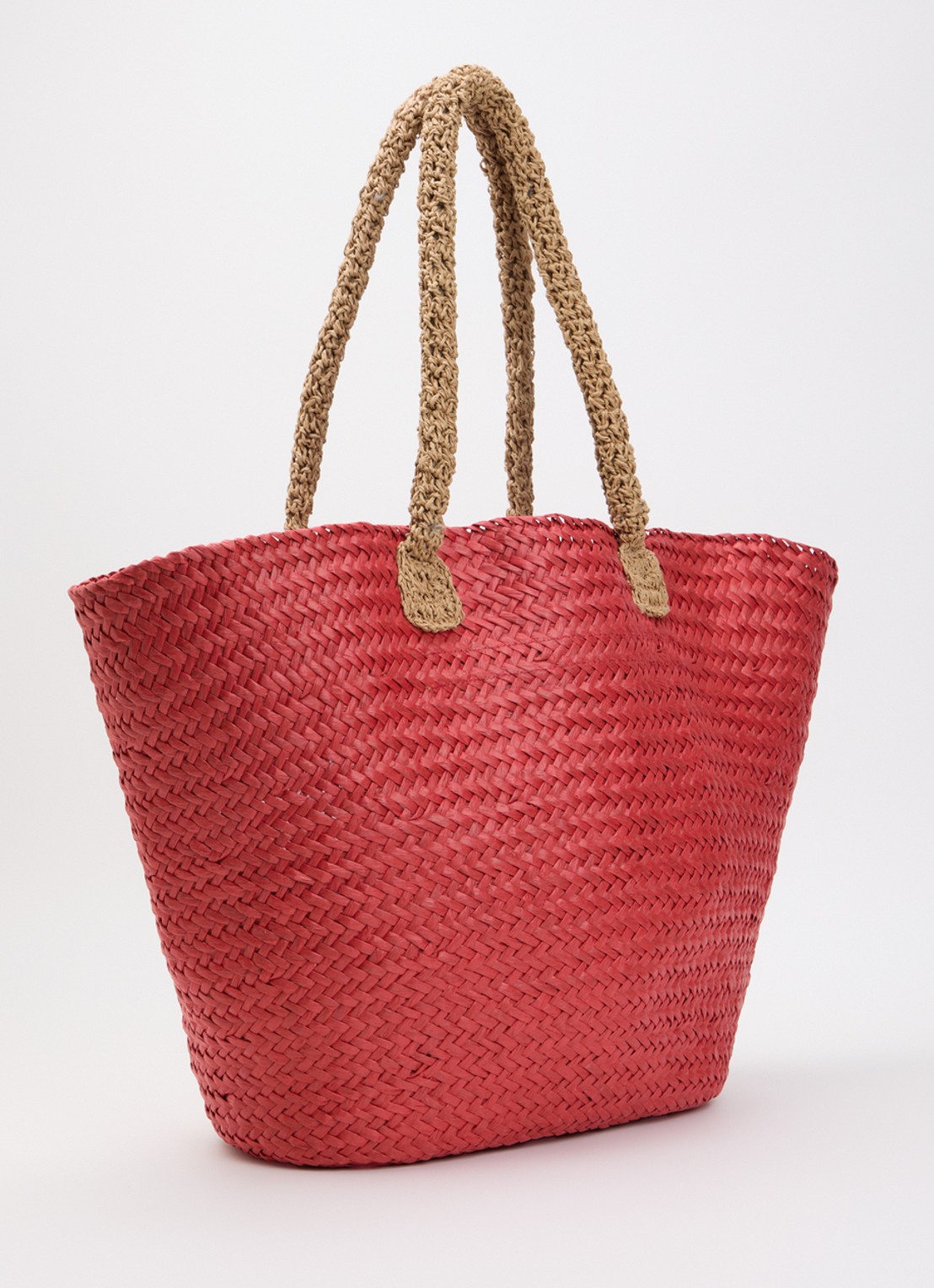 Becksöndergaard Strawie Reese strandtas van raffia - achterkant 4 koraalrood