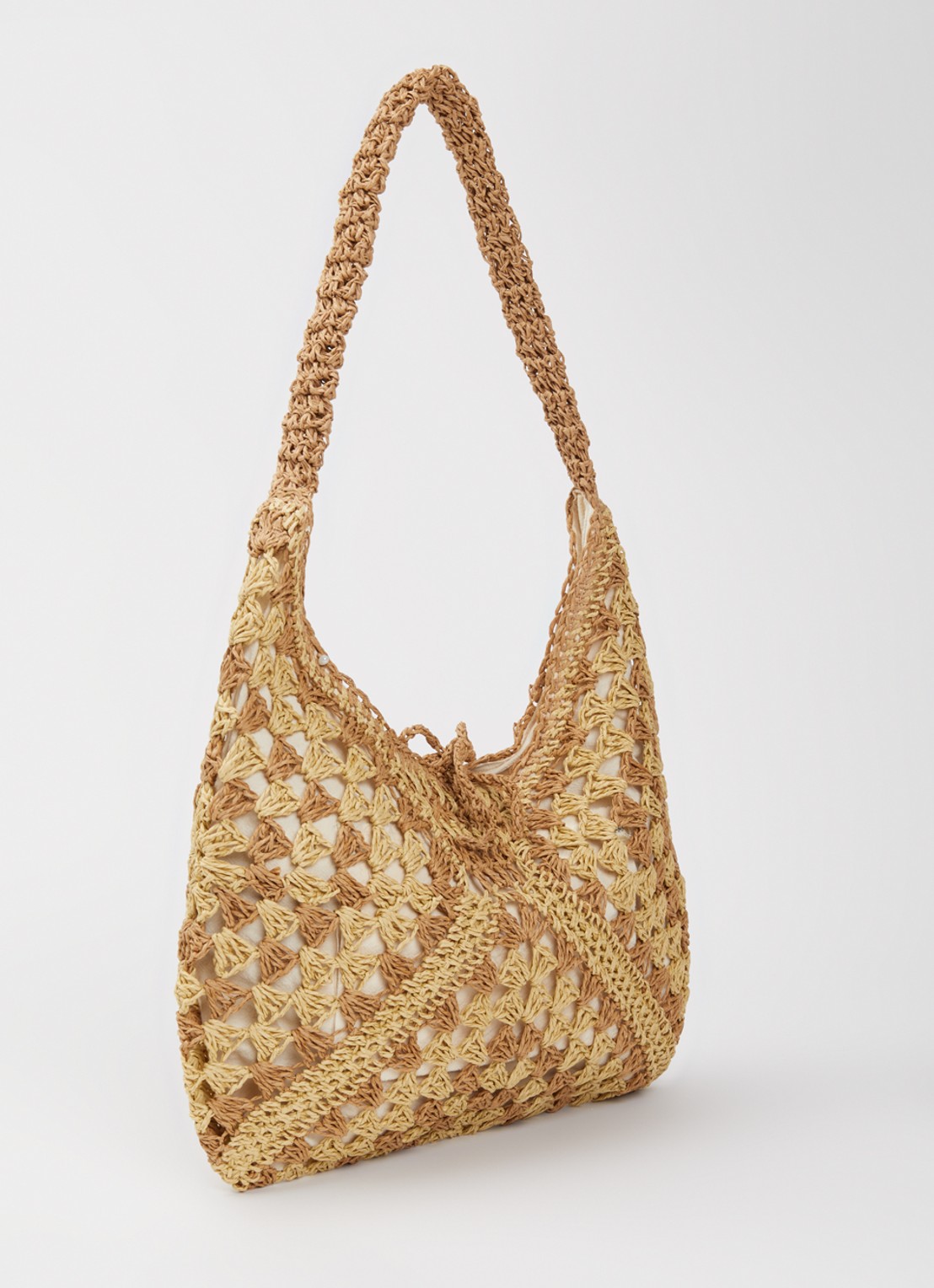 Becksöndergaard Wafted Emily strandtas van raffia - achterkant 2 beige