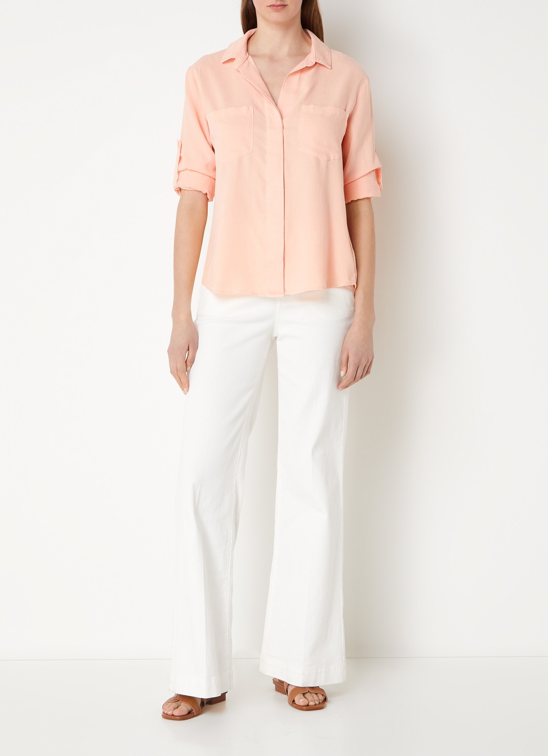 Bella Dahl Blouse  met borstzakken - voorkant 2 zalmroze