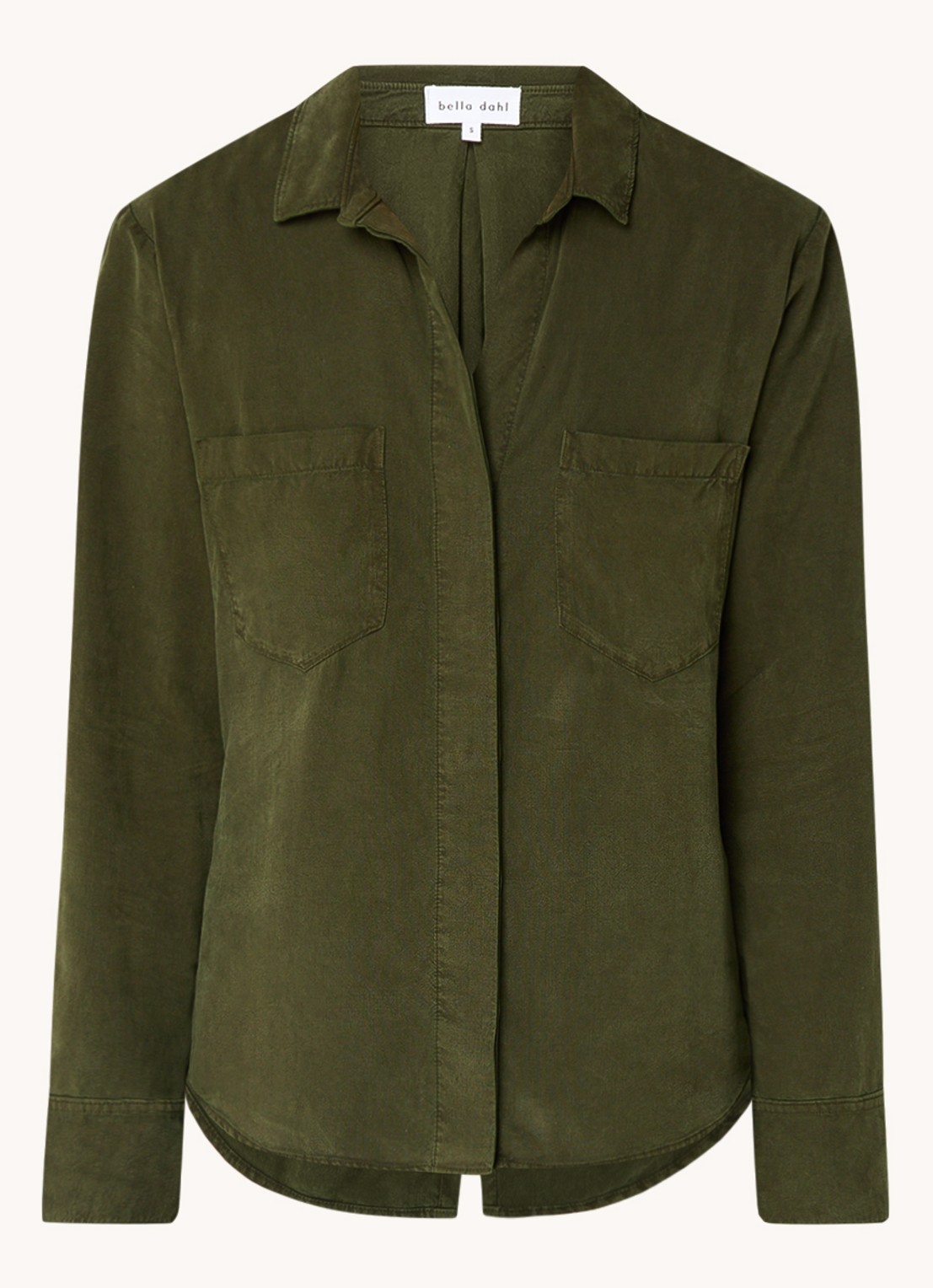 Bella Dahl Blouse  met borstzakken - voorkant legergroen