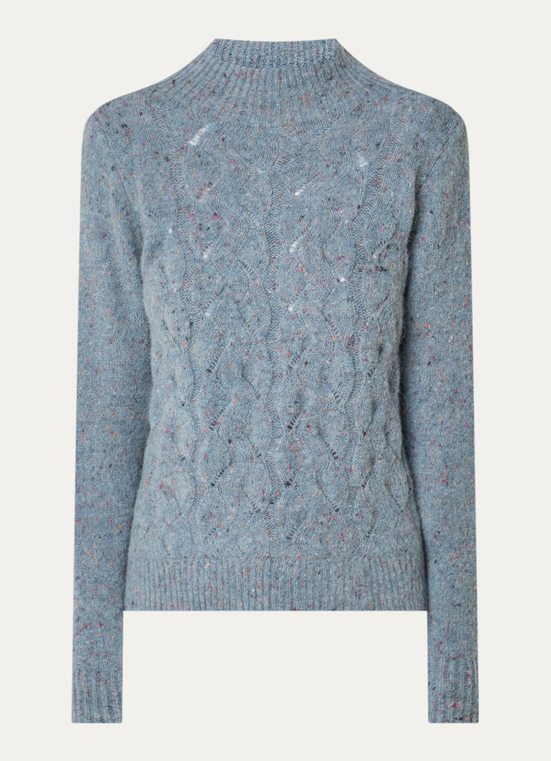 Bellamy Thebe kabelgebreide trui in alpaca wolblend - voorkant 3 blauwgrijs