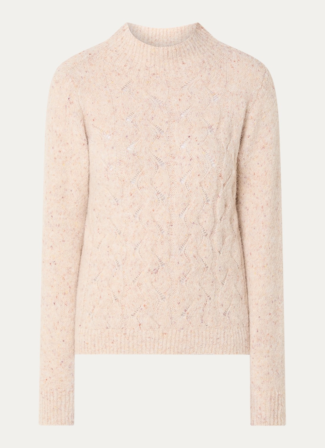 Bellamy Thebe kabelgebreide trui in alpaca wolblend - voorkant 3 beige