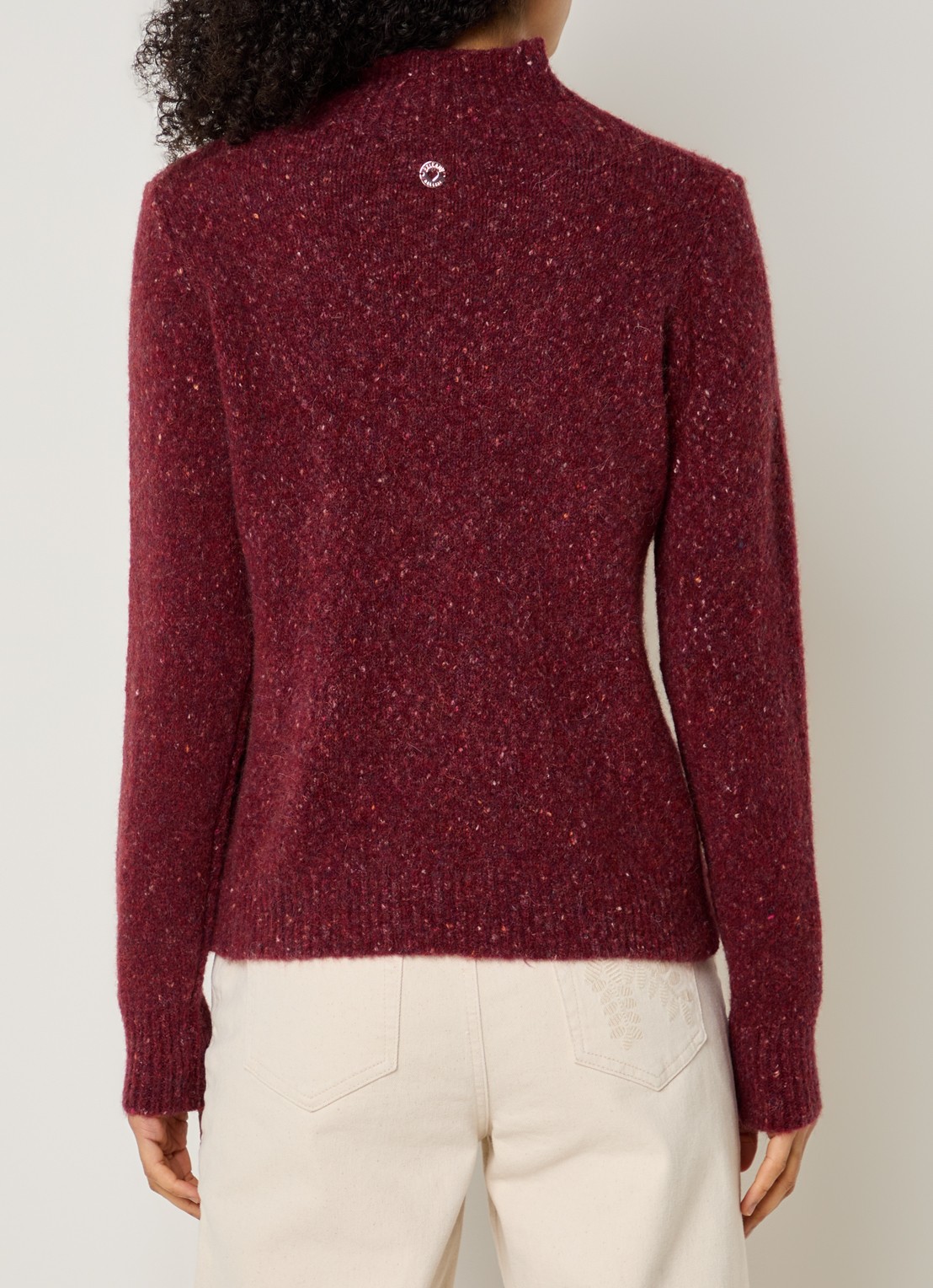 Bellamy Thebe kabelgebreide trui in alpaca wolblend - achterkant bordeauxrood