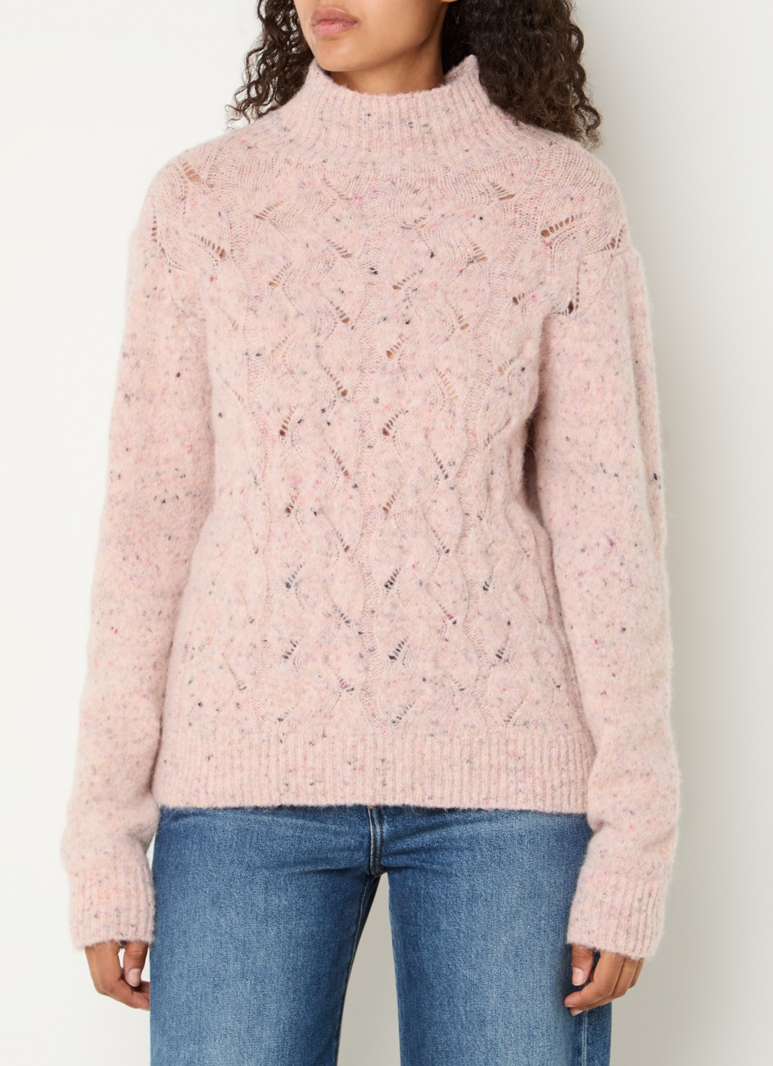 Bellamy Thebe kabelgebreide trui in alpaca wolblend - detail 4 oudroze