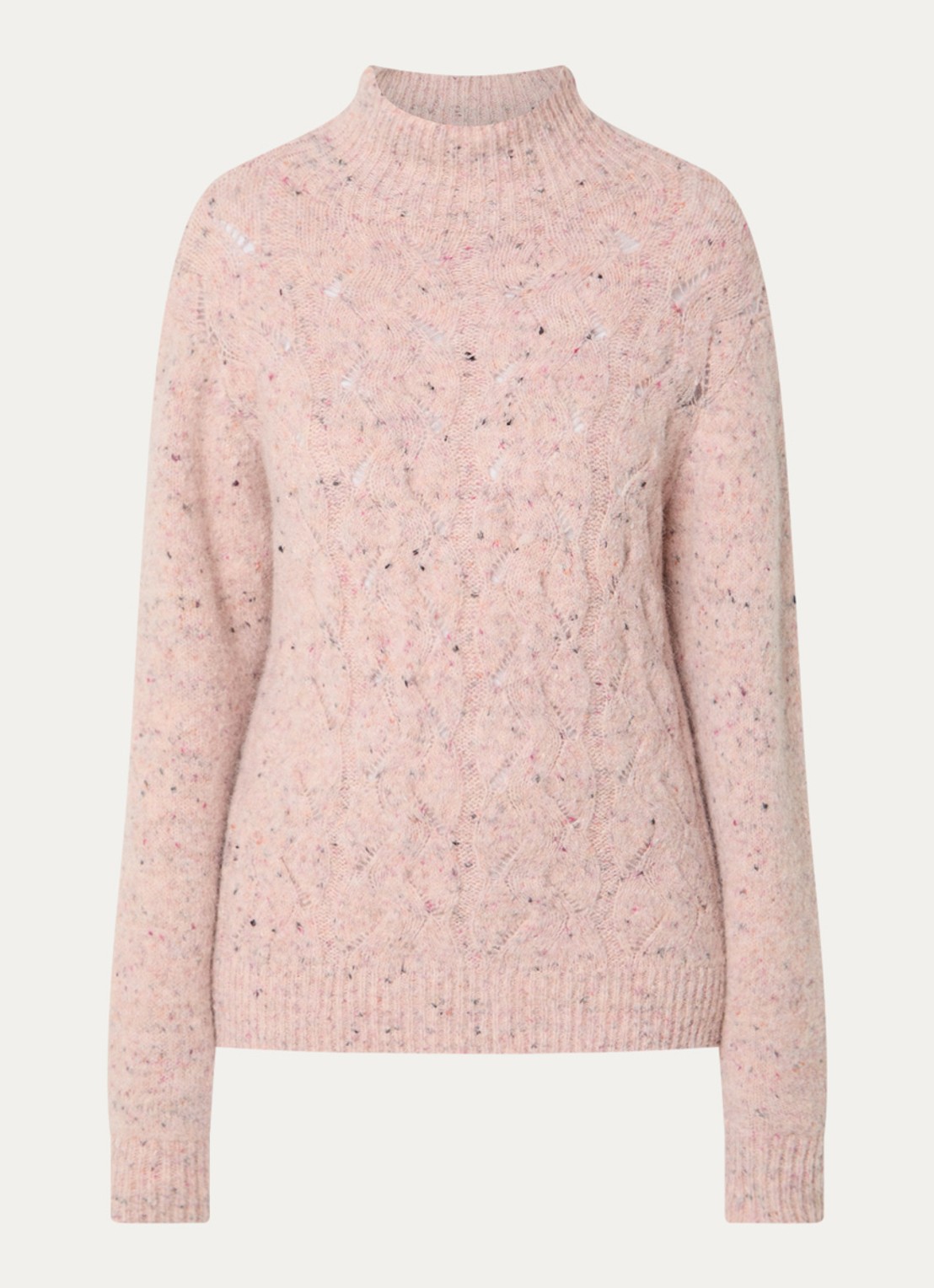 Bellamy Thebe kabelgebreide trui in alpaca wolblend - voorkant 2 oudroze
