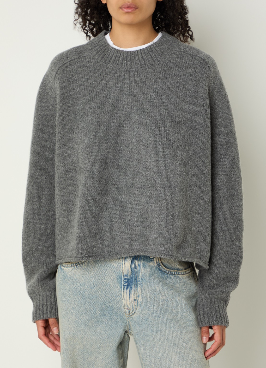 Bellerose Amecro grofgebreide trui van wol - detail grijs