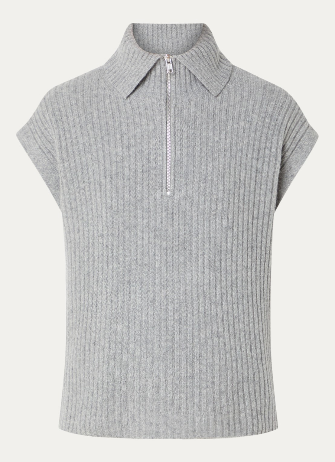Bellerose Amer grofgebreide spencer in wolblend - voorkant 2 grijs