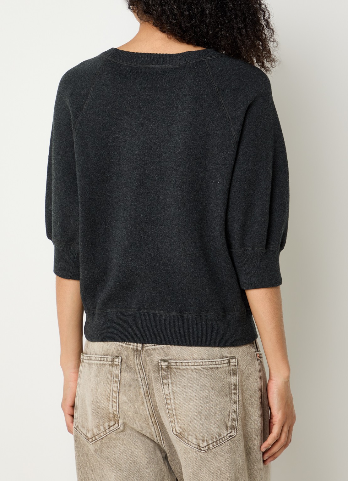 Bellerose Anglet fijngebreide pullover met boothals - achterkant 3 antraciet