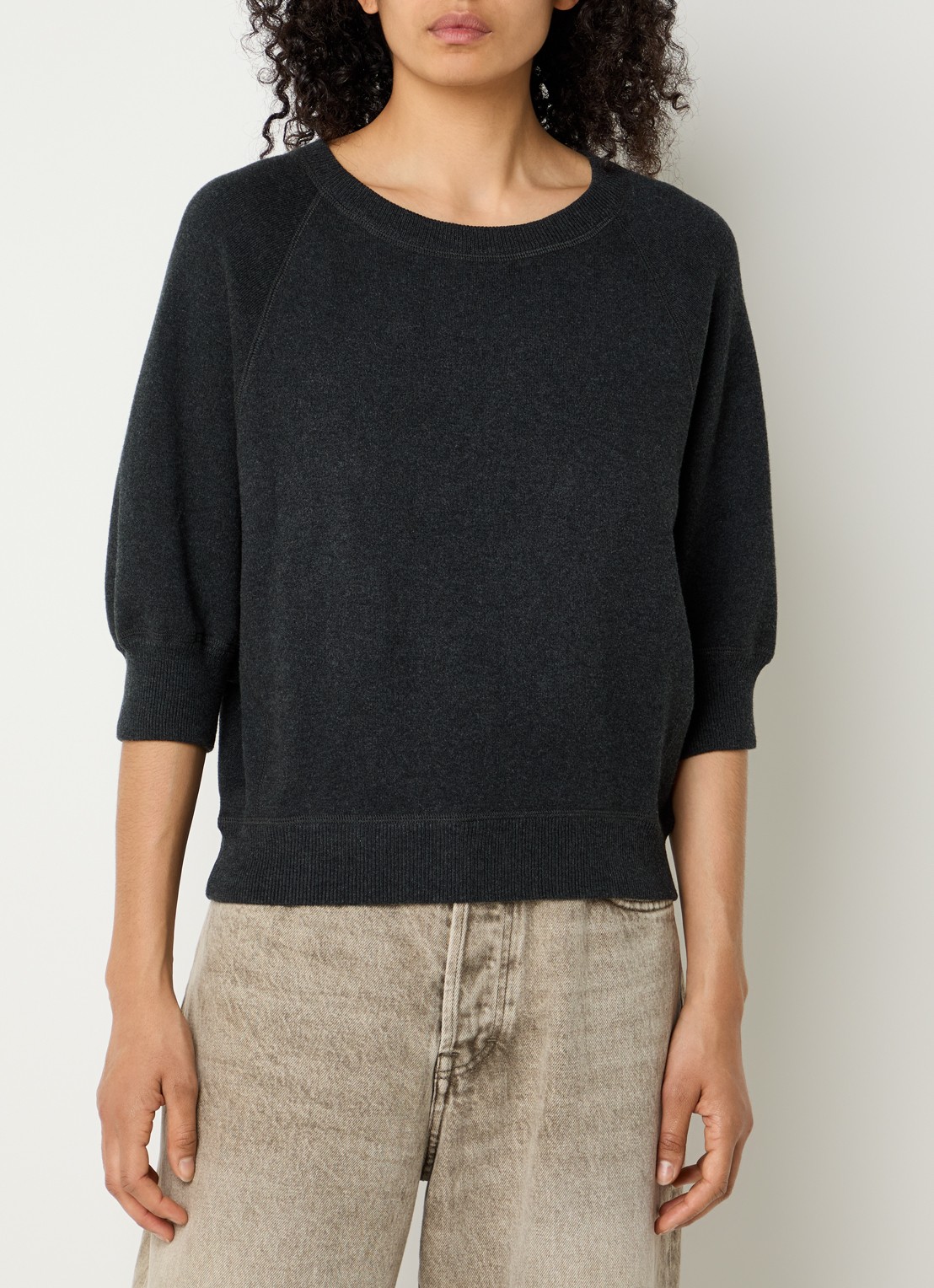 Bellerose Anglet fijngebreide pullover met boothals - detail 4 antraciet