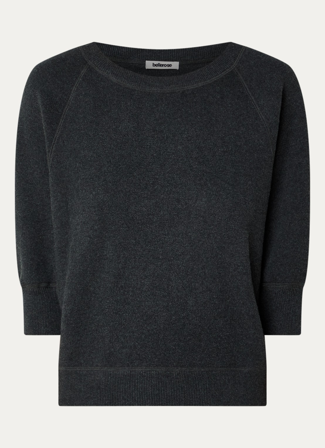 Bellerose Anglet fijngebreide pullover met boothals - voorkant antraciet