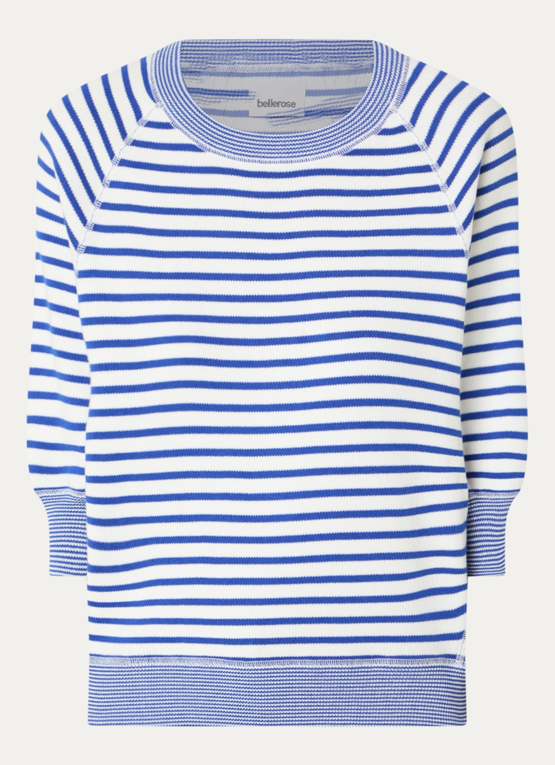 Bellerose Anglet fijngebreide pullover met streepprint - voorkant 3 kobaltblauw