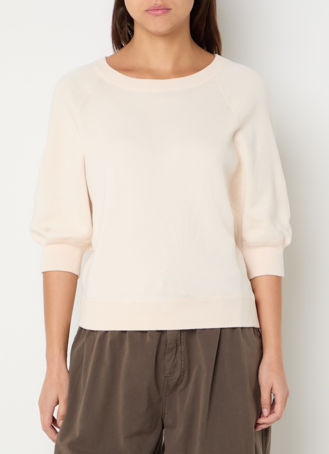 Bellerose Anglet sweater met ronde hals - detail gebroken wit