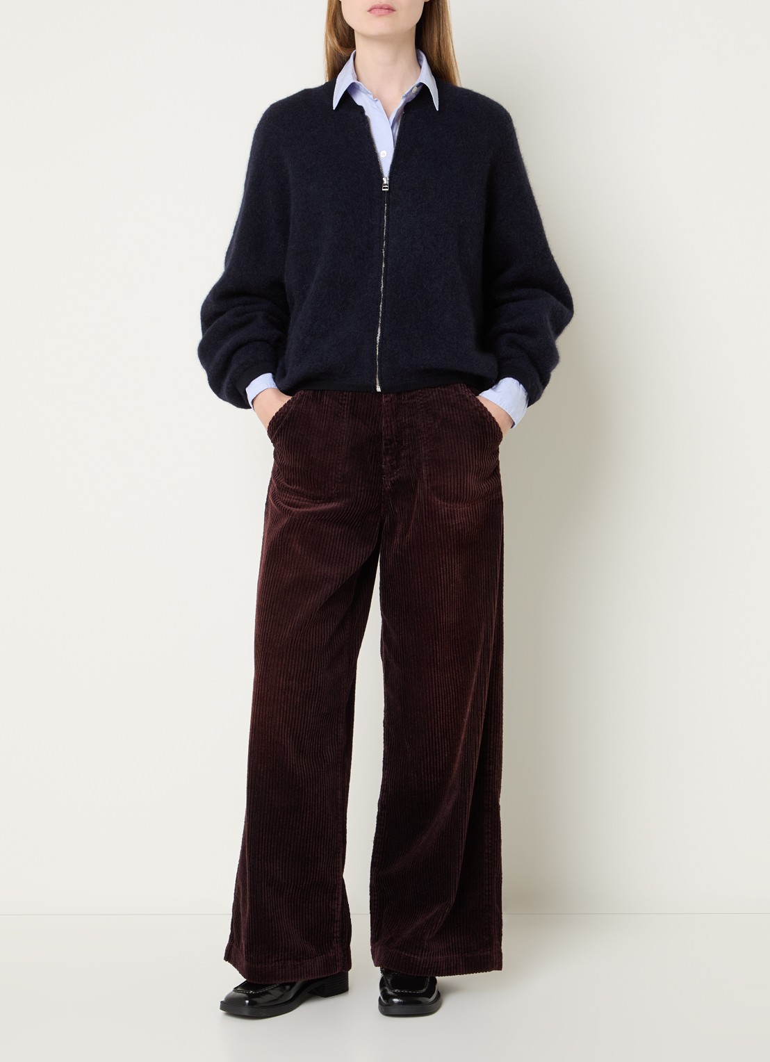 Bellerose Asedi fijngebreid vest in wolblend - voorkant 4 donkerblauw