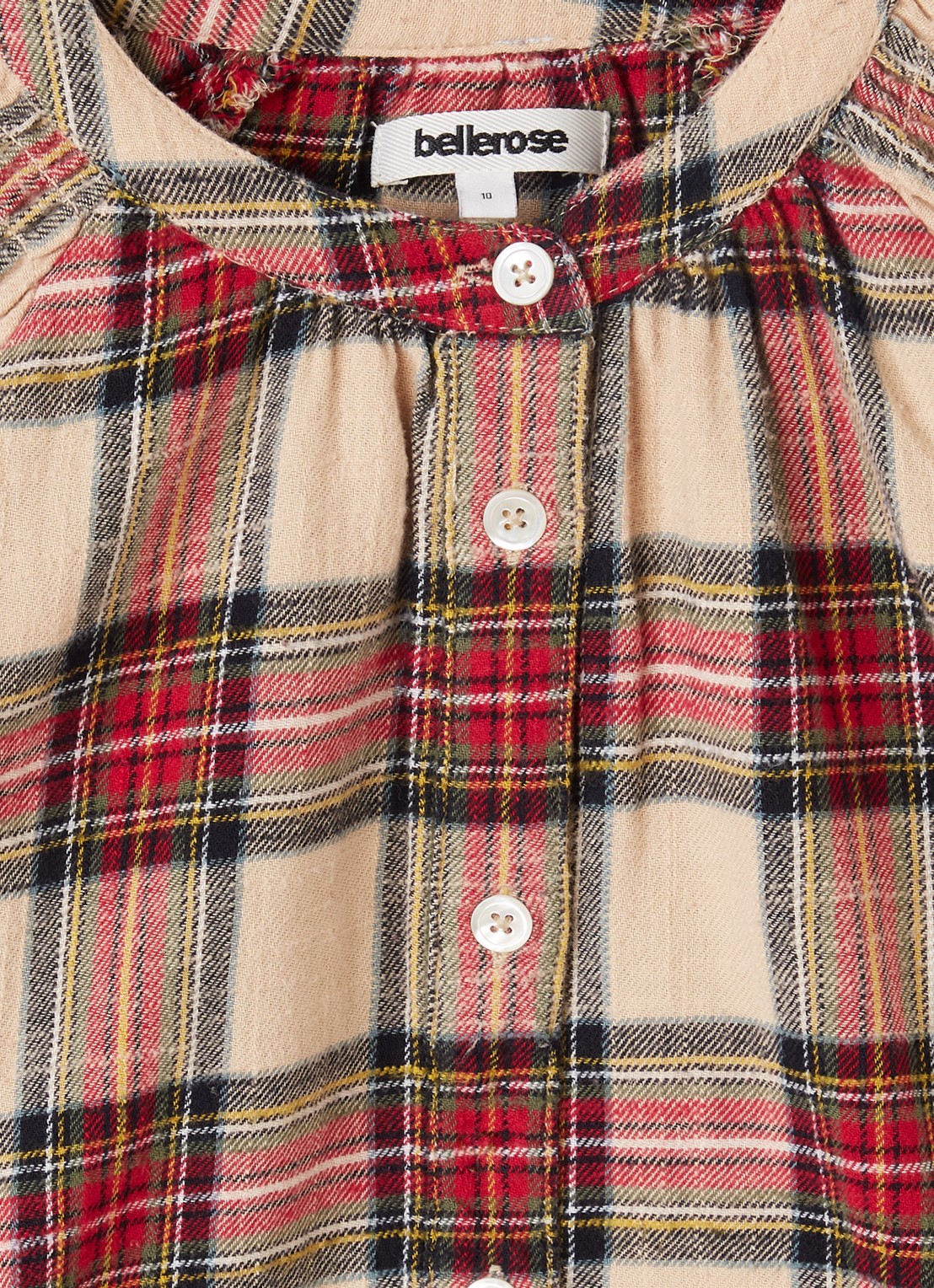 Bellerose Blouse met ruitdessin - detail 3 beige