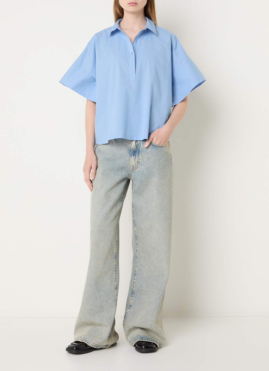 Bellerose Cair tuniek met vlindermouw - voorkant 3 blauwgrijs