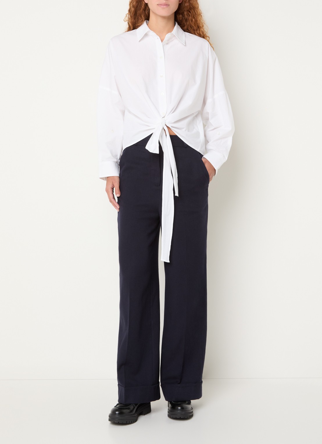 Bellerose Candice blouse met kraag - voorkant 4 wit