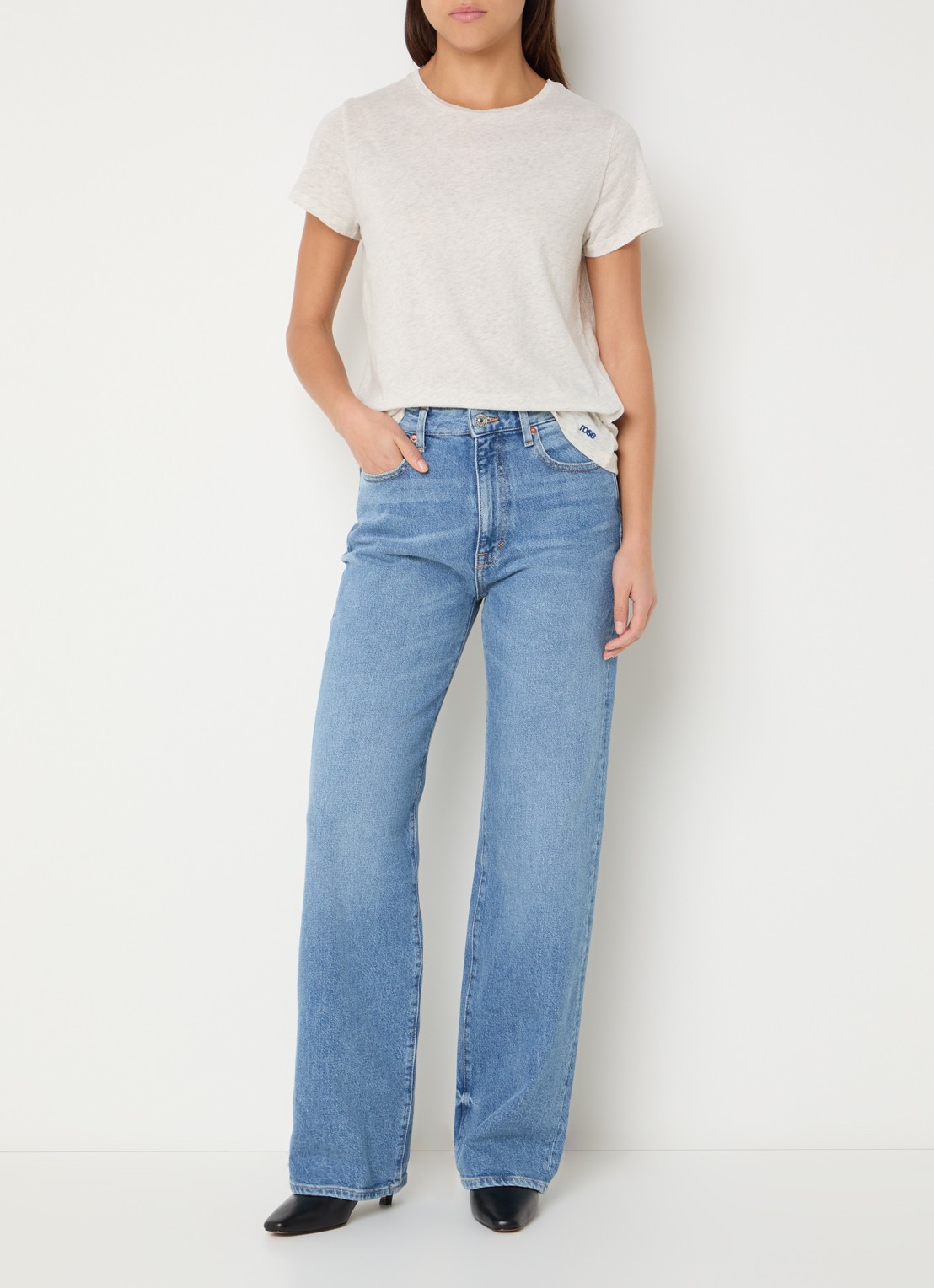 Bellerose Covi T-shirt met ronde hals - voorkant 4 gebroken wit