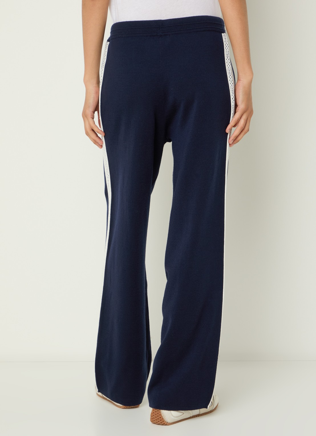 Bellerose Douts high waist loose fit joggingbroek in wolblend - achterkant 2 donkerblauw