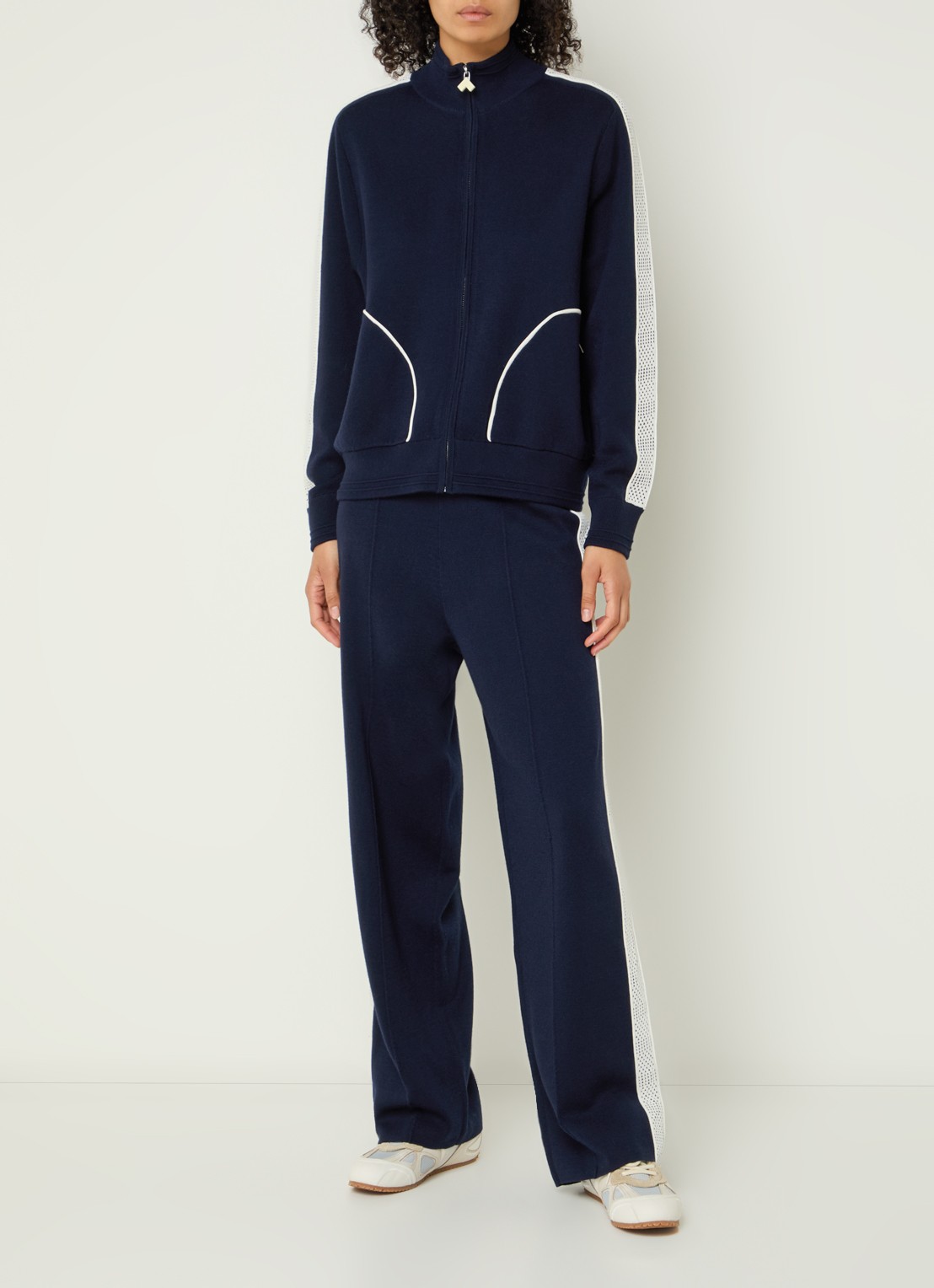 Bellerose Douts high waist loose fit joggingbroek in wolblend - voorkant 4 donkerblauw