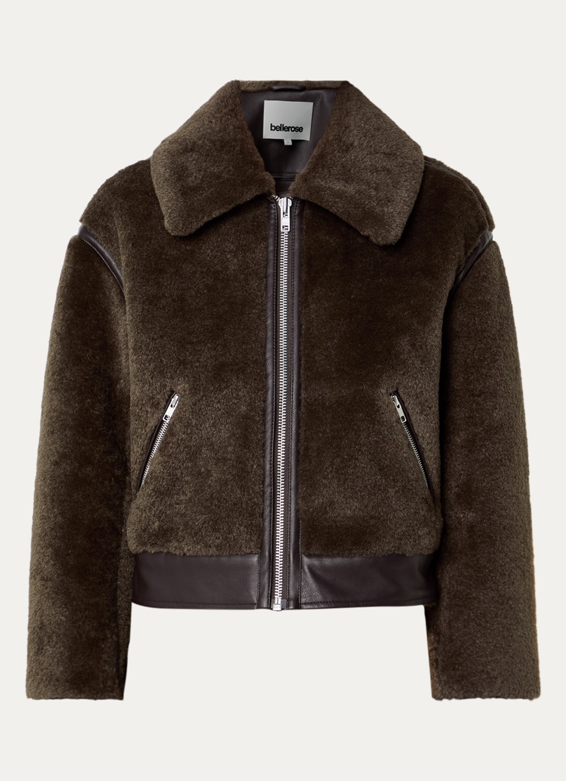 Bellerose Eagle jack van imitatiebont met ritszakken - voorkant 2 bruin