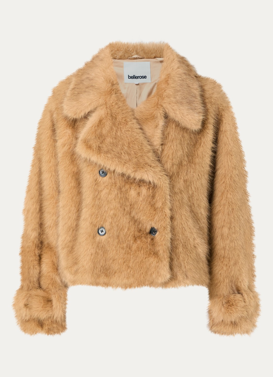 Bellerose Elordi jas van imitatiebont met steekzakken - voorkant 3 camel