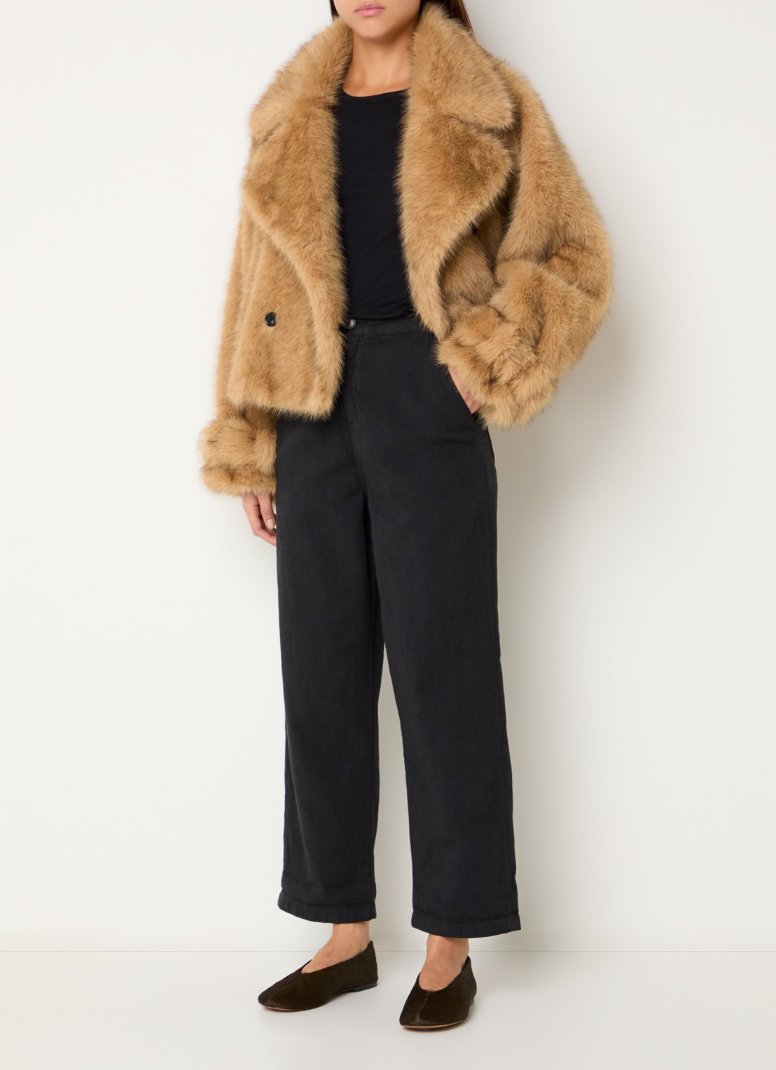 Bellerose Elordi jas van imitatiebont met steekzakken - voorkant 4 camel