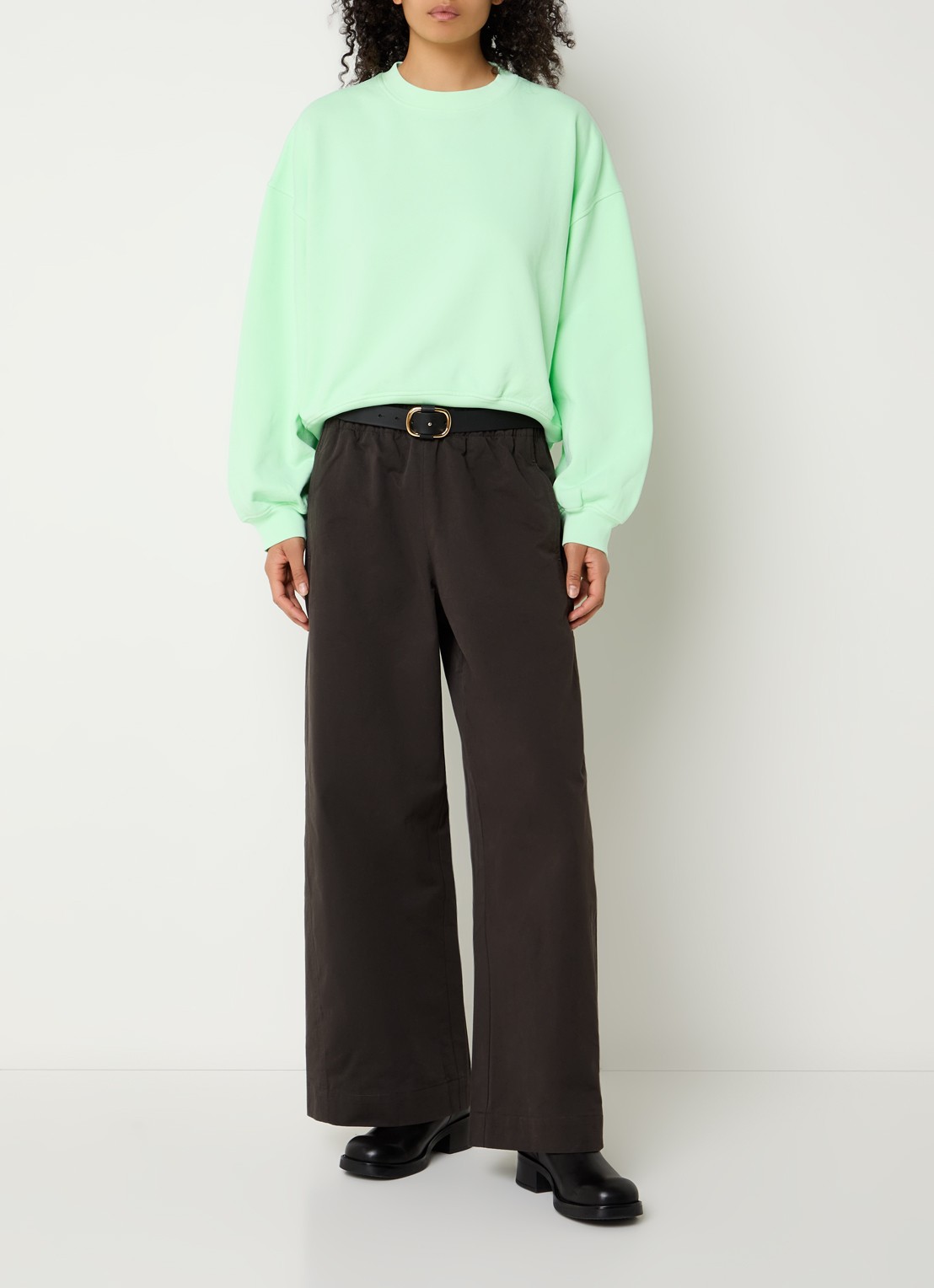 Bellerose Fancy cropped sweater met ronde hals - voorkant 4 mint