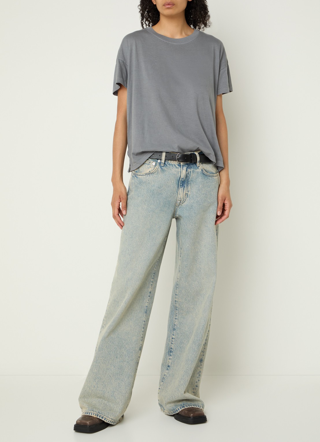 Bellerose Felia oversized T-shirt met ronde hals - voorkant 3 grijs