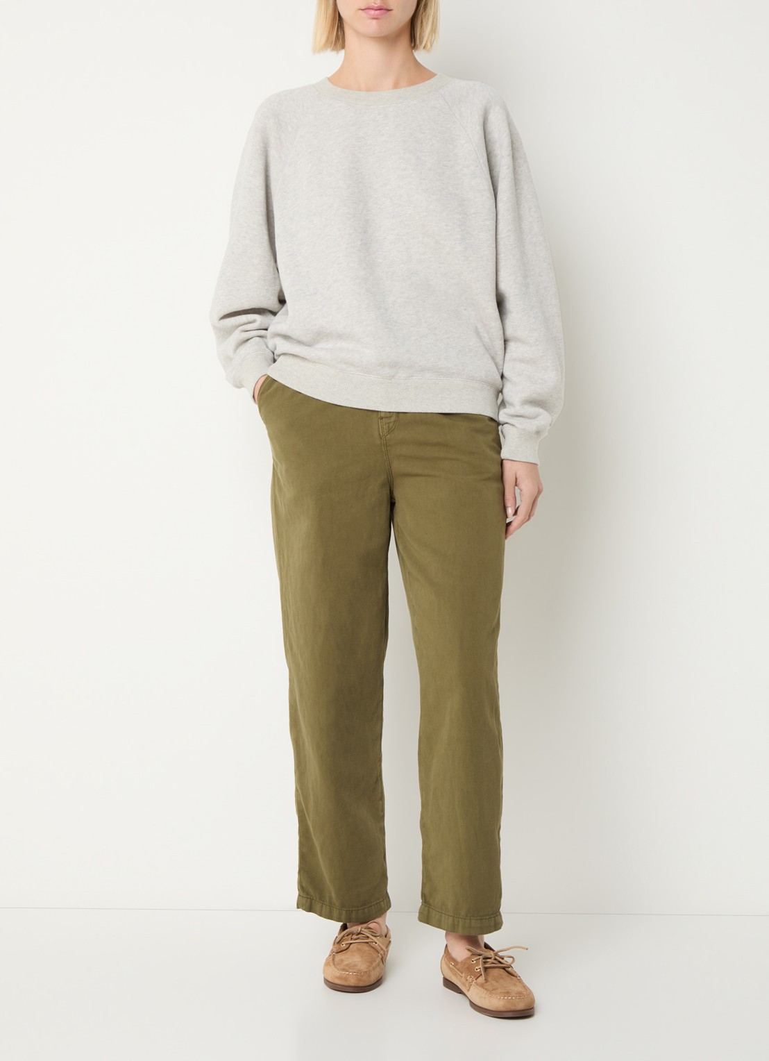 Bellerose Fella oversized sweater met ronde hals - voorkant 3 grijsmele