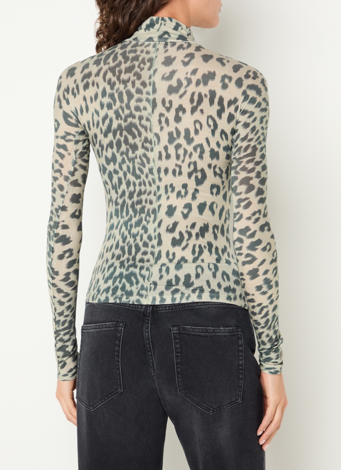 Bellerose Flawy longsleeve met panterprint en col - achterkant 2 beige