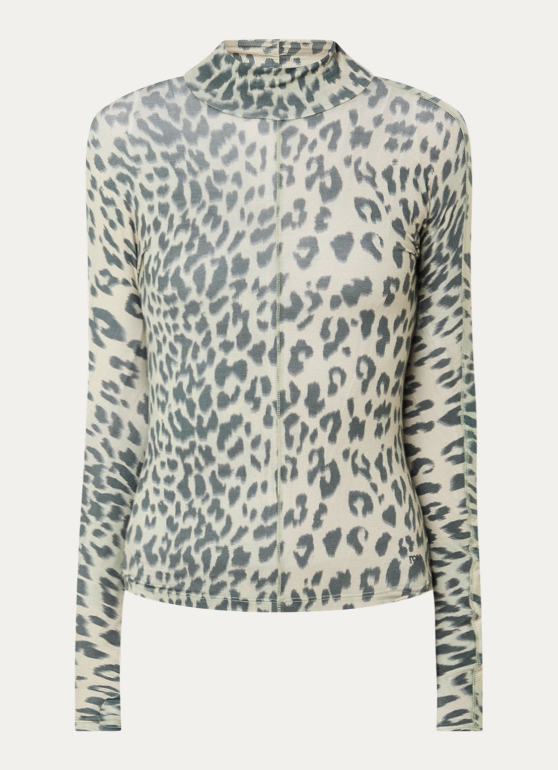 Bellerose Flawy longsleeve met panterprint en col - voorkant 3 beige