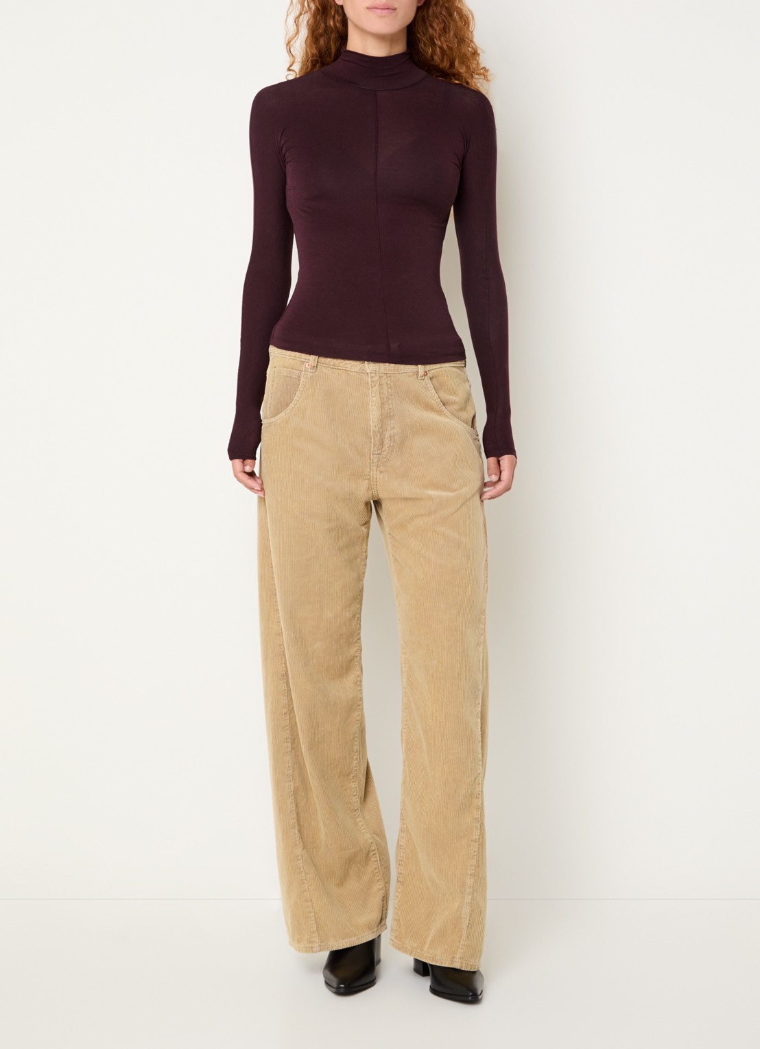 Bellerose Flawy trui met col - voorkant 4 aubergine