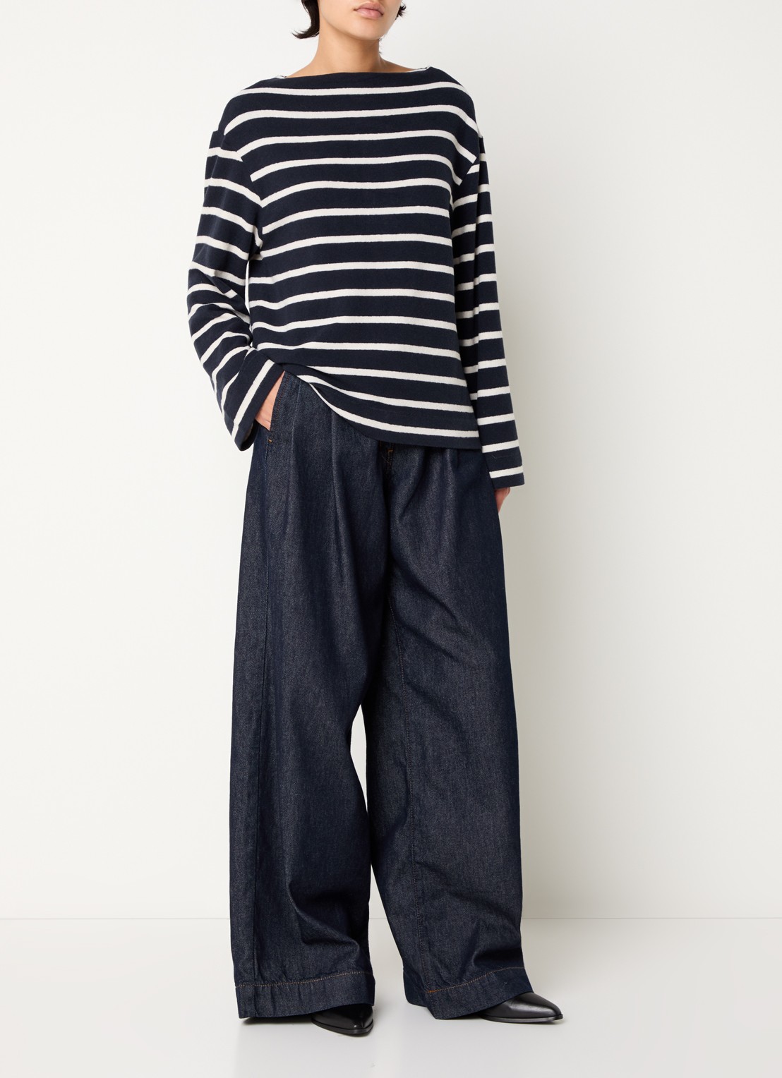 Bellerose Fonsy longsleeve met streepprint - voorkant 4 donkerblauw