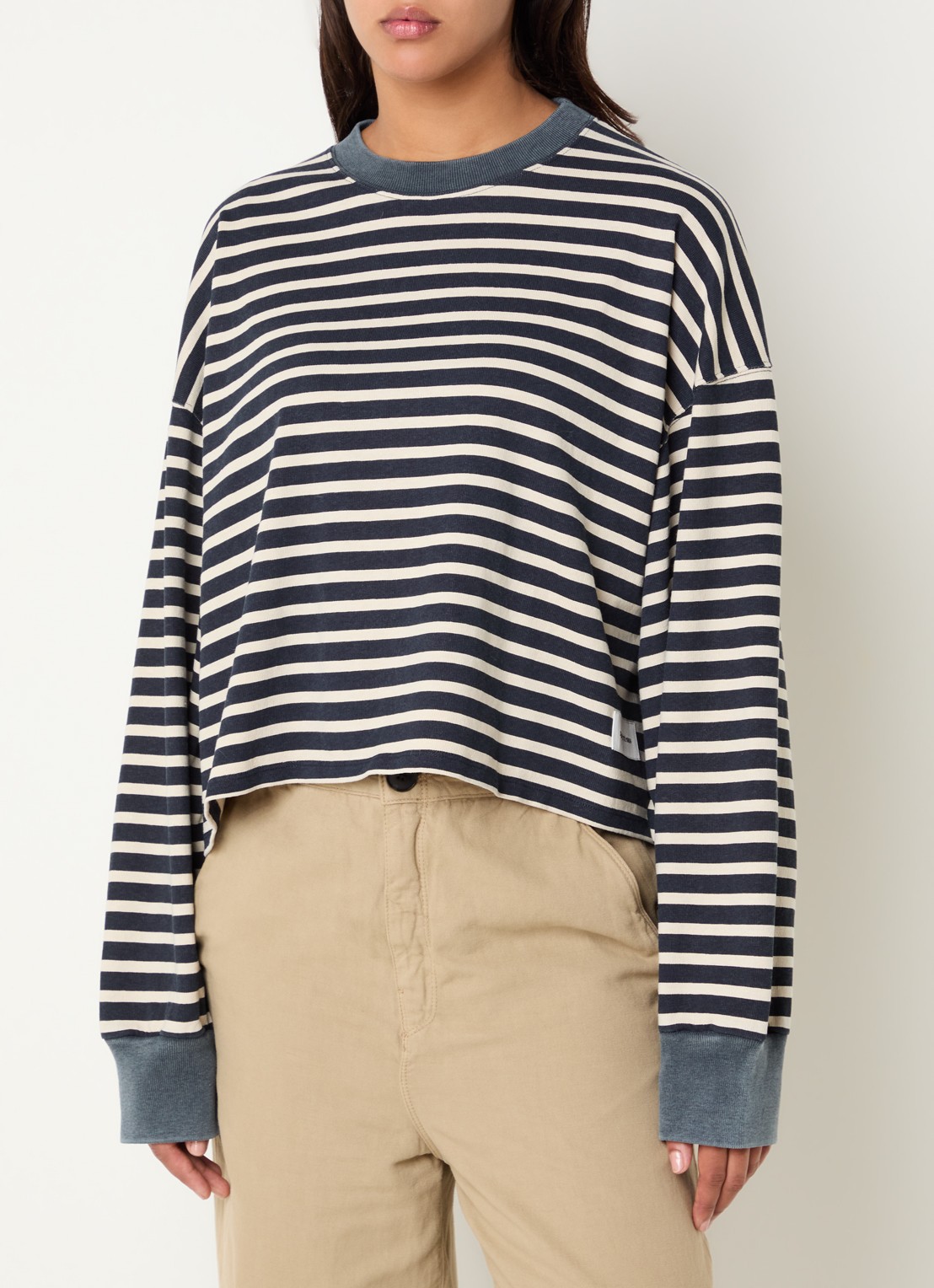 Bellerose Franto long sleeve met streepprint - detail 4 donkerblauw