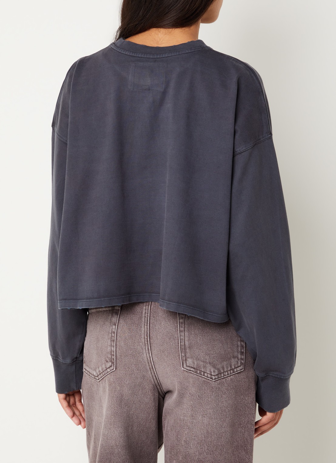 Bellerose Franto62 sweater met gerafeld detail - achterkant 2 antraciet