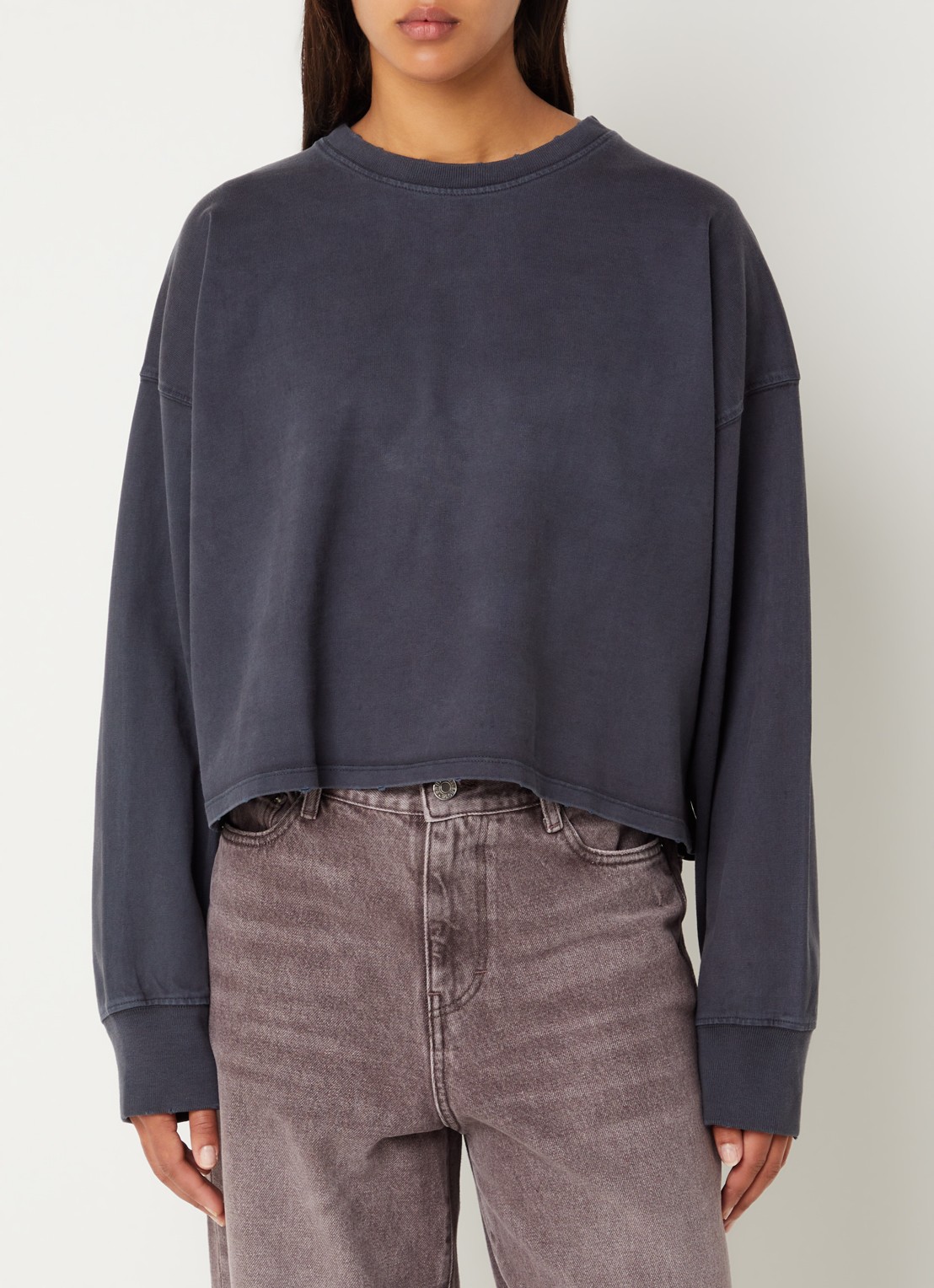 Bellerose Franto62 sweater met gerafeld detail - detail antraciet